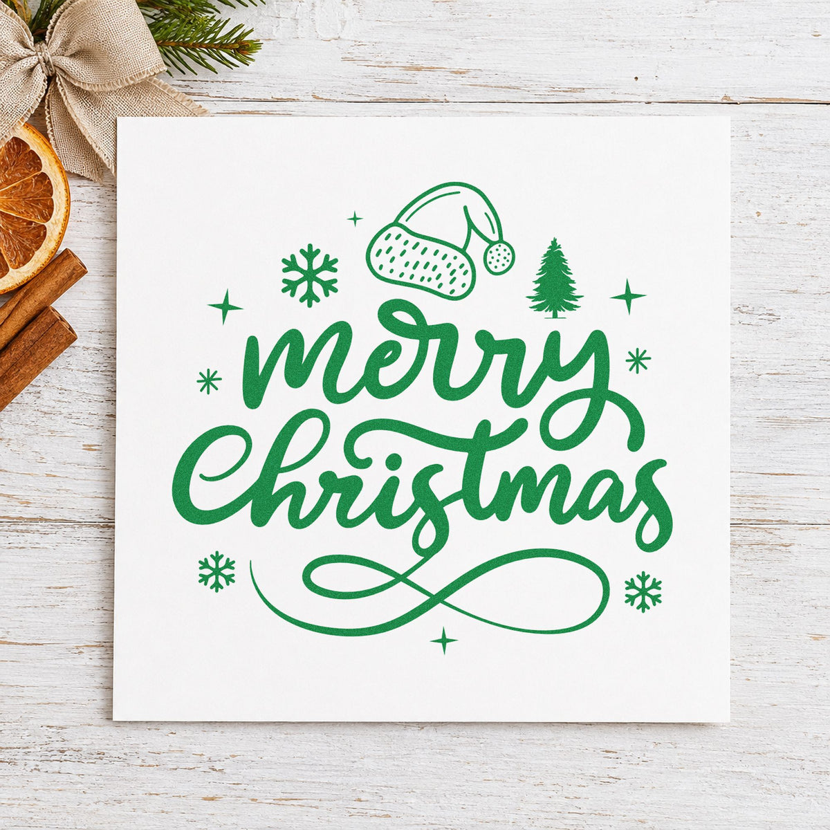 Merry Christmas Hat And Tree PSI Pre-Inked Stamp in use 3