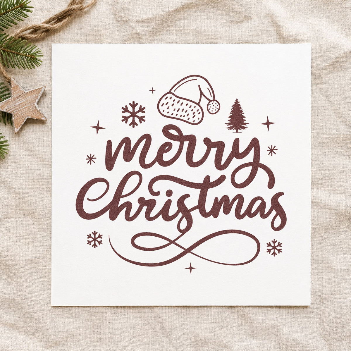 Merry Christmas Hat And Tree Compact Pre-Inked Stamp – Slim in use 4