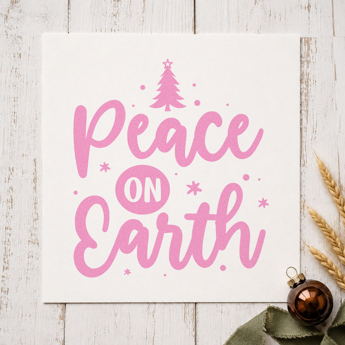 Peace On Earth Tree craft stamp in purple ink on cardstock, an easy option for charity gift tags.