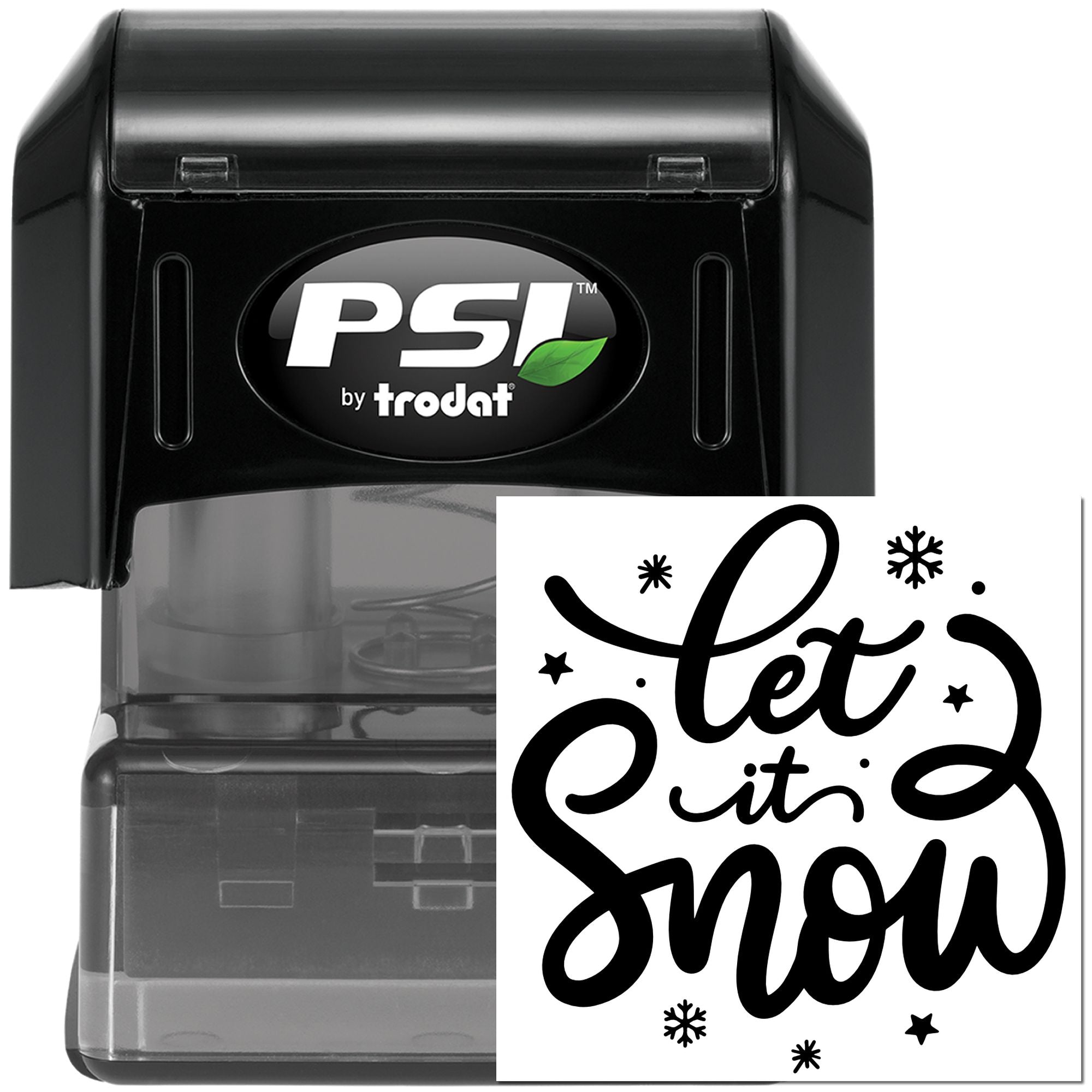 PSI by Trodat self-inking rubber stamp with Let it snow holiday design for custom crafting and winter stationery