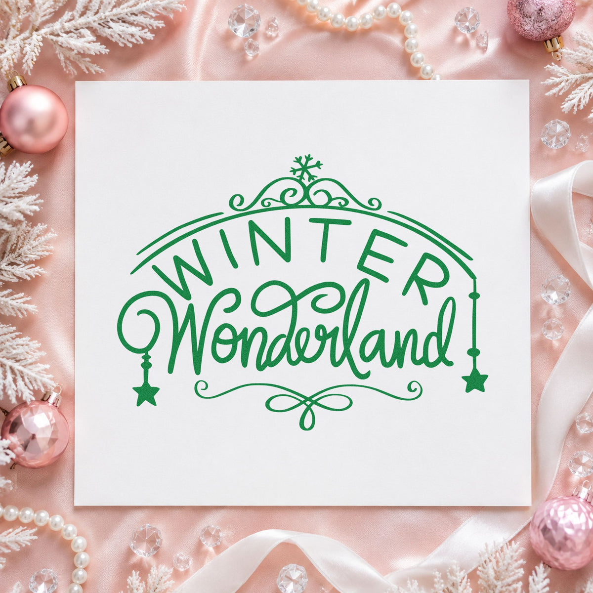 Duo Hand Winter Wonderland Ornate Arch Rubber Stamp in use 3