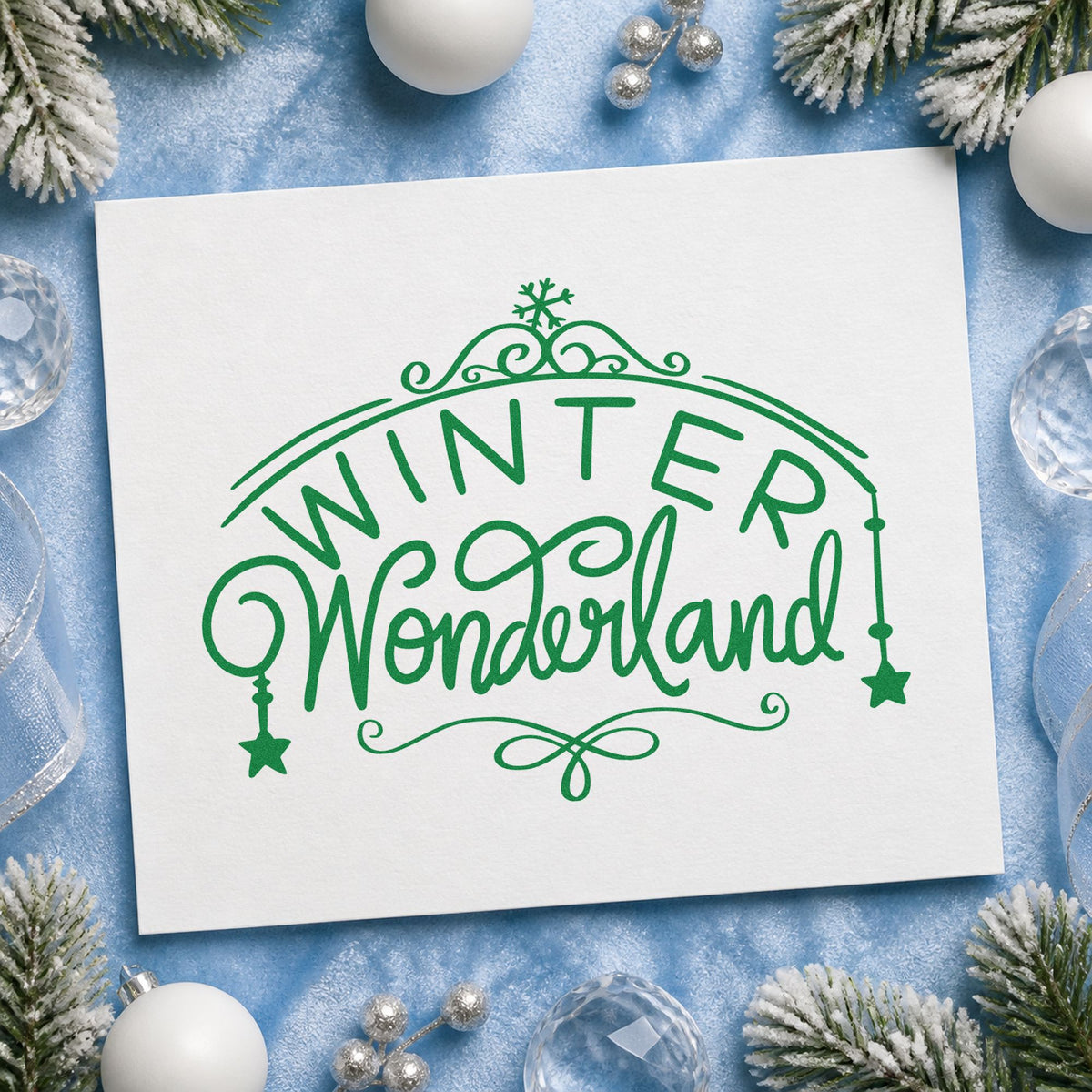 Duo Hand Winter Wonderland Ornate Arch Rubber Stamp in use 6