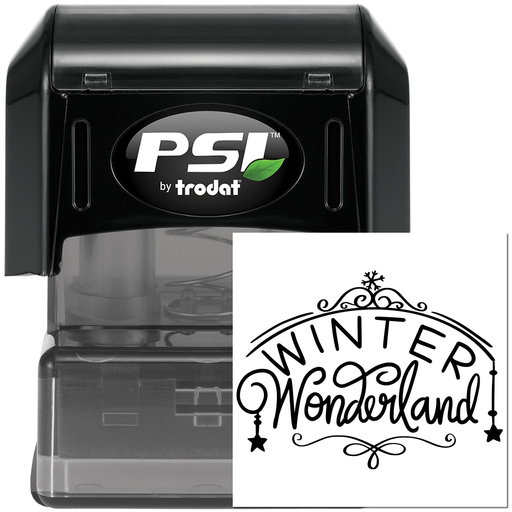 PSI by Trodat self-inking rubber stamp with decorative Winter Wonderland design for holiday and seasonal crafting
