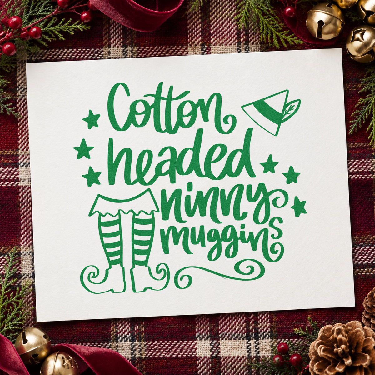 Cotton Headed Ninny Muggins Wood Handle Stamp in use 3