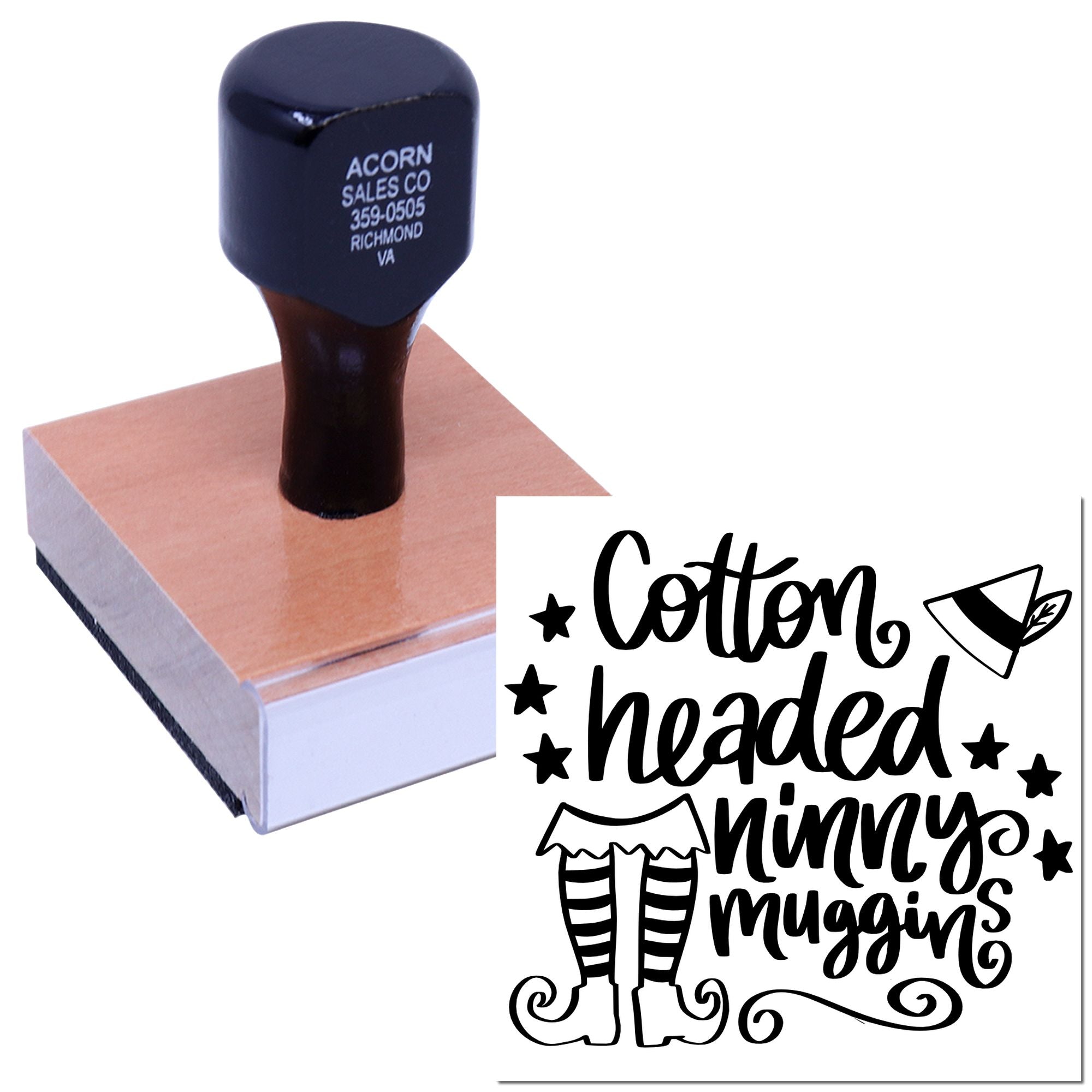 Holiday rubber stamp featuring Cotton Headed Ninny Muggins elf design for Christmas cards and festive crafting.