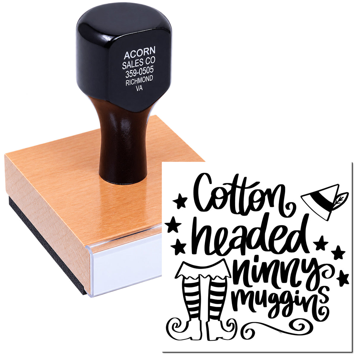 Holiday rubber stamp featuring Cotton Headed Ninny Muggins elf design for Christmas cards and festive crafting.
