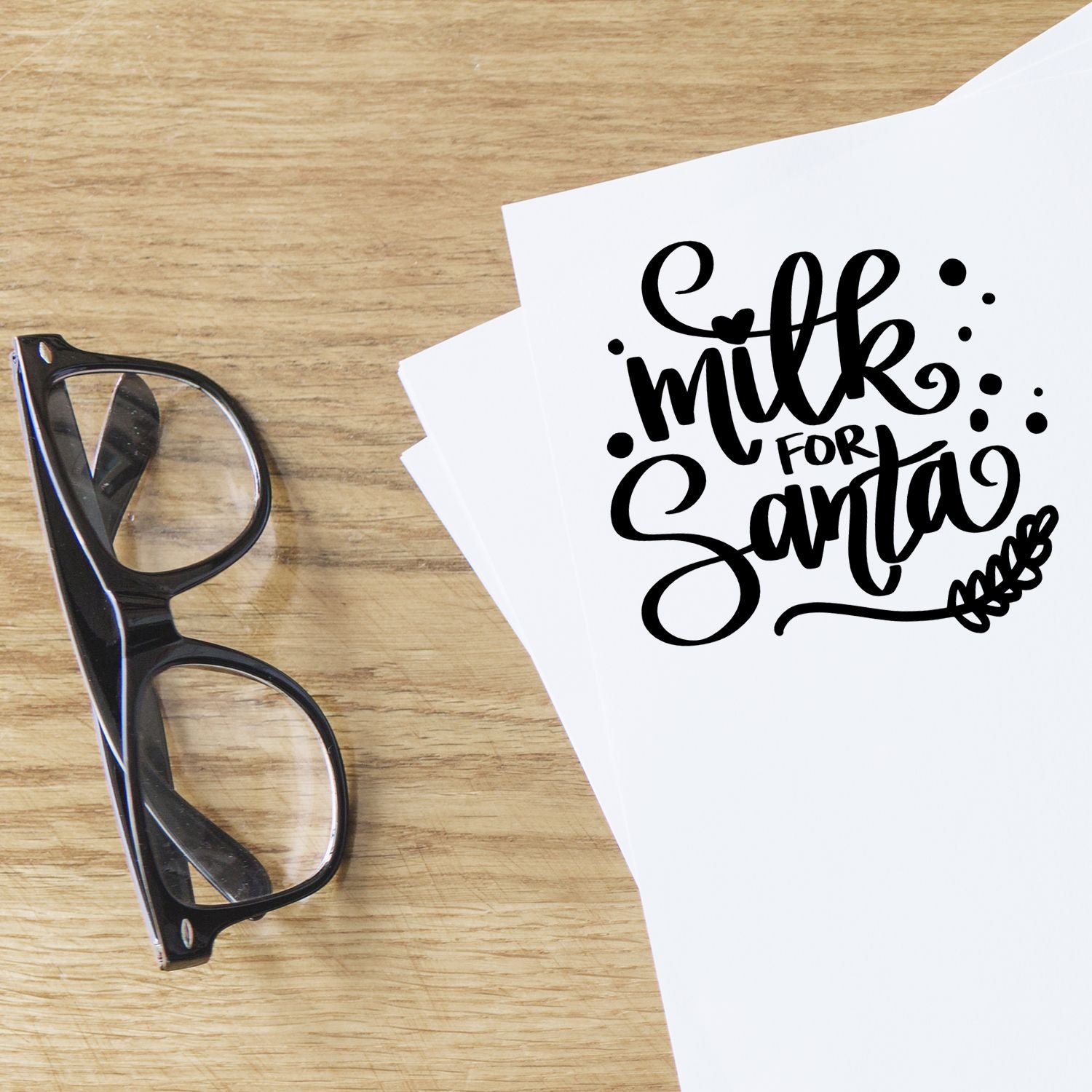Milk for Santa Christmas rubber stamp design for holiday gift tags, crafts, and festive packaging.