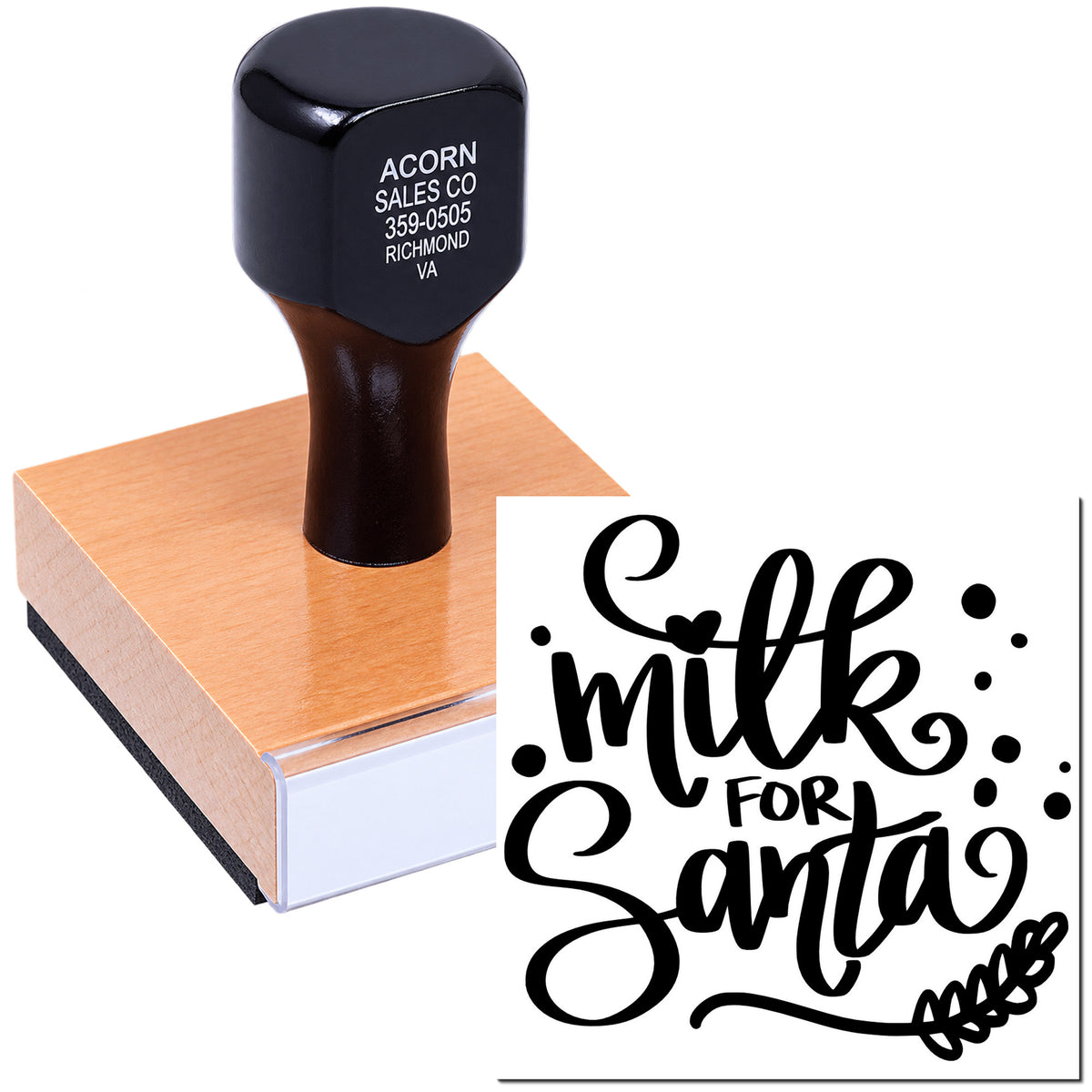 Custom Milk for Santa rubber stamp with matching imprint for holiday milk and cookies.