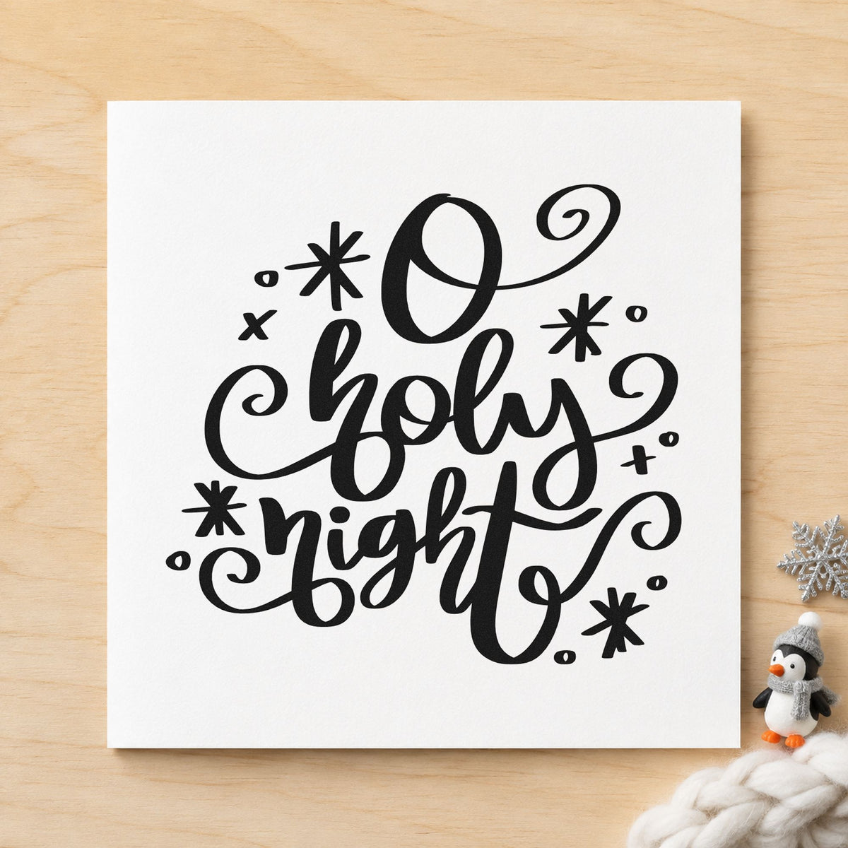 O Holy Night Flourishes rubber stamp printed in black ink, ready for looping stars cards and similar paper crafts.