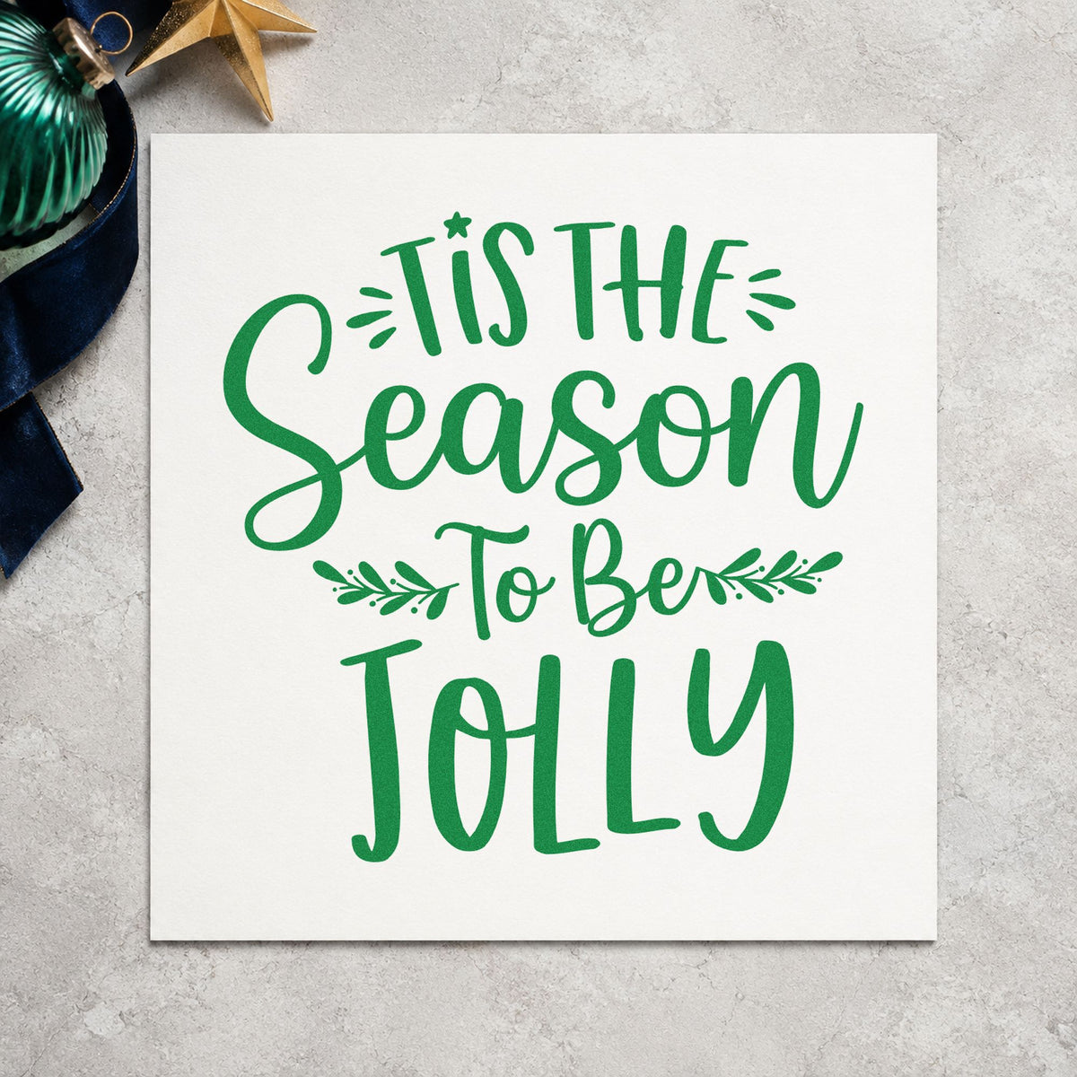 Tis Season To Be Jolly Sprigs Rubber Stamp – Duo Hand in use 6