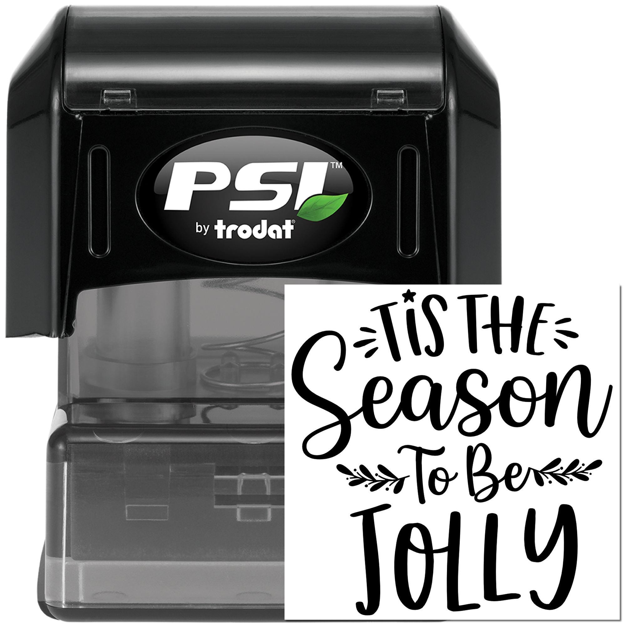 PSI by Trodat self-inking rubber stamp with Tis the Season to Be Jolly holiday design for festive crafting