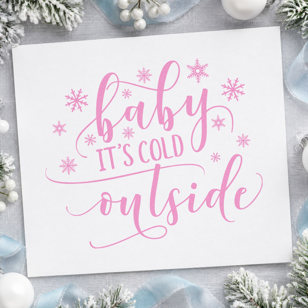 Slim Pre-Inked Baby It's Cold Outside Stamp in use 10