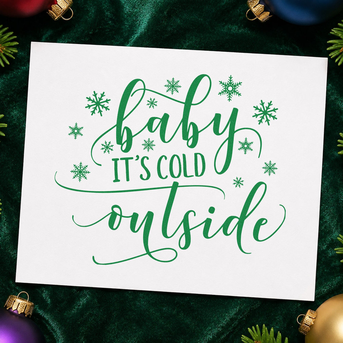 Baby It's Cold Outside Wood Handle Stamp in use 6