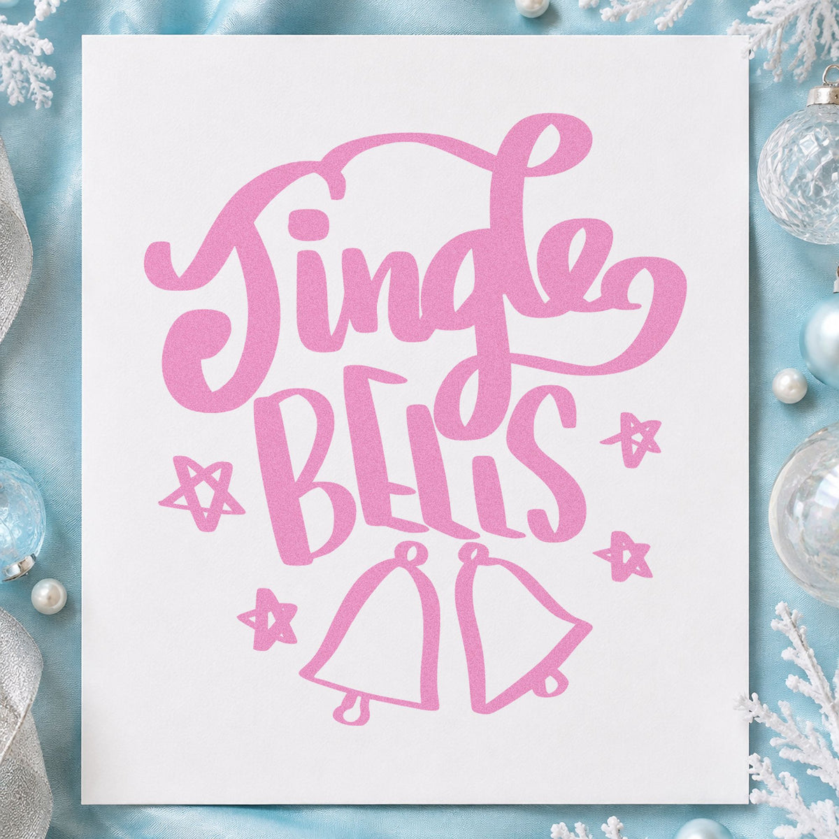 Jingle Bells With Bells craft stamp in purple ink on cardstock, an easy option for concert program art.