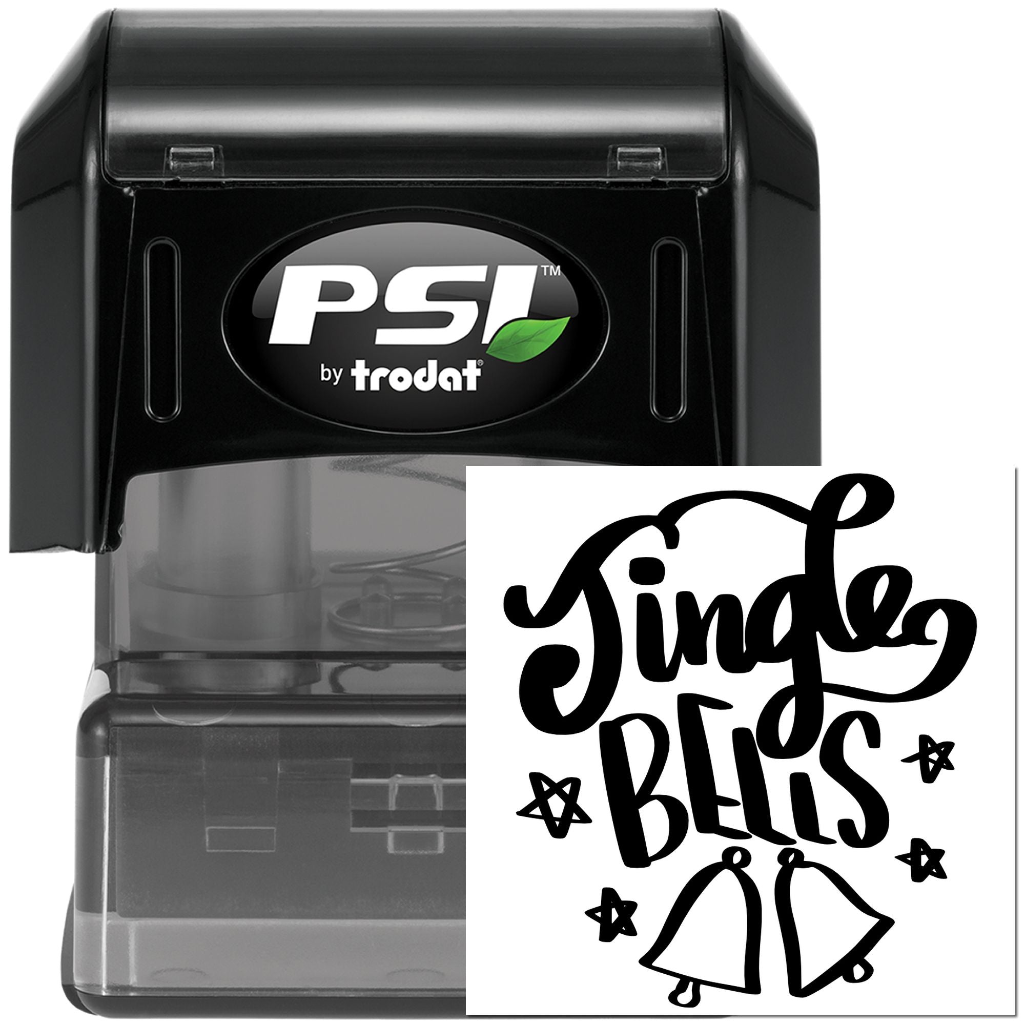 PSI by Trodat self-inking rubber stamp with Jingle Bells holiday design for festive card making and craft projects