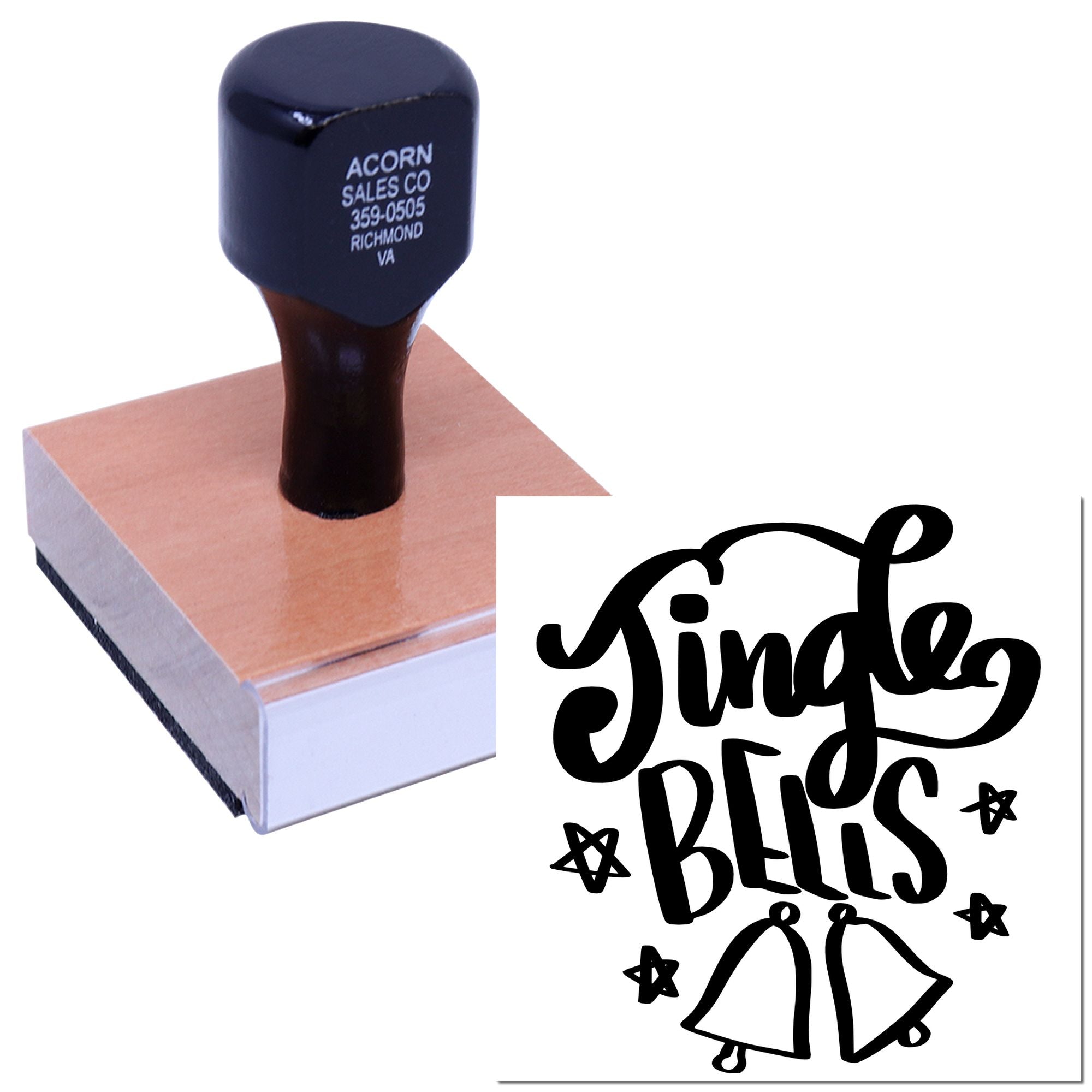 Custom rubber stamp with Simple Bells bell graphic, perfect for wedding invitations, cards, and craft projects.