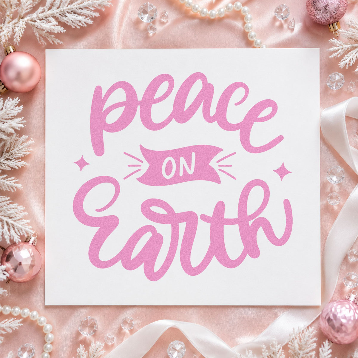 Peace On Earth Banner craft stamp in purple ink on cardstock, an easy option for memory book opener.