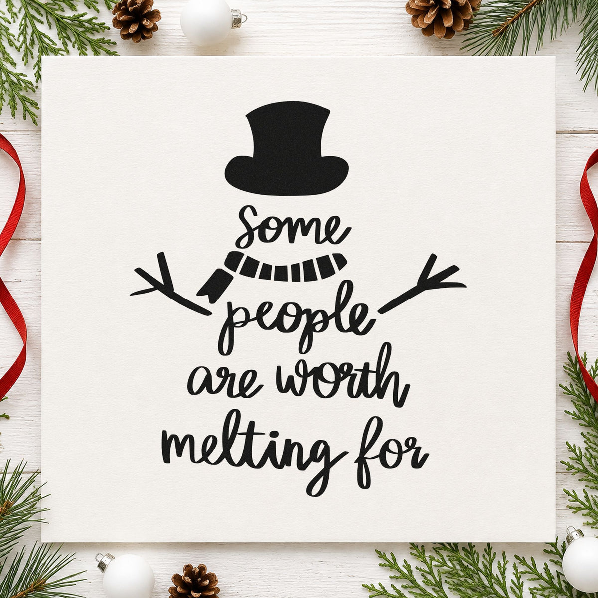 Worth Melting For Snowman rubber stamp printed in black ink, ready for melting for you cards and similar paper crafts.