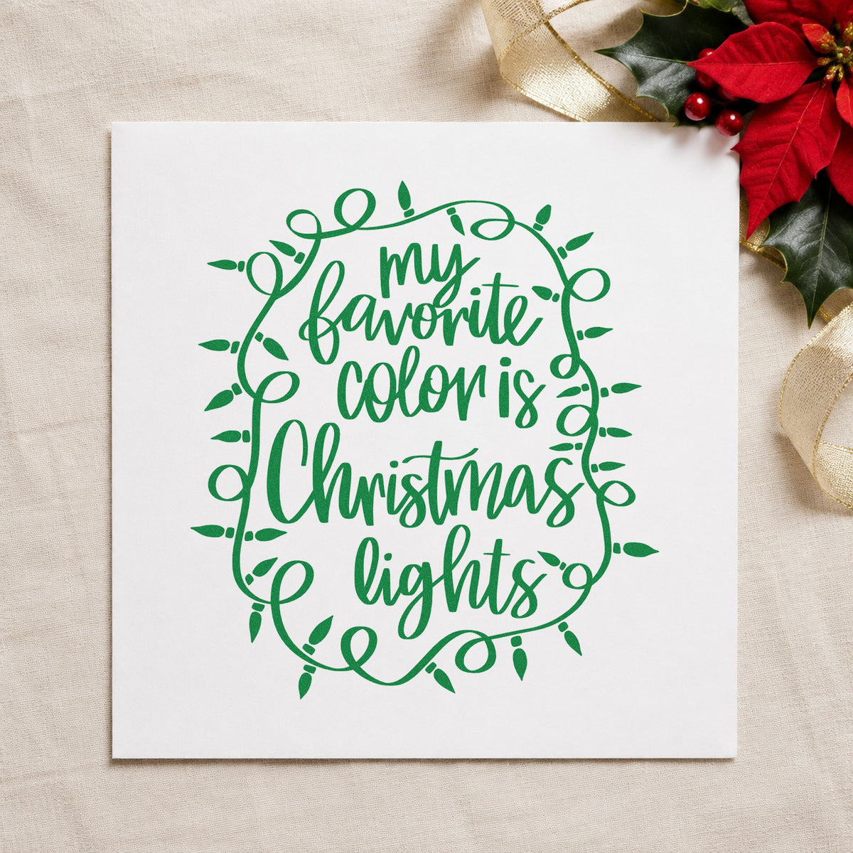 Favorite Color Christmas Lights Rubber Stamp – Wood Handle in use 6