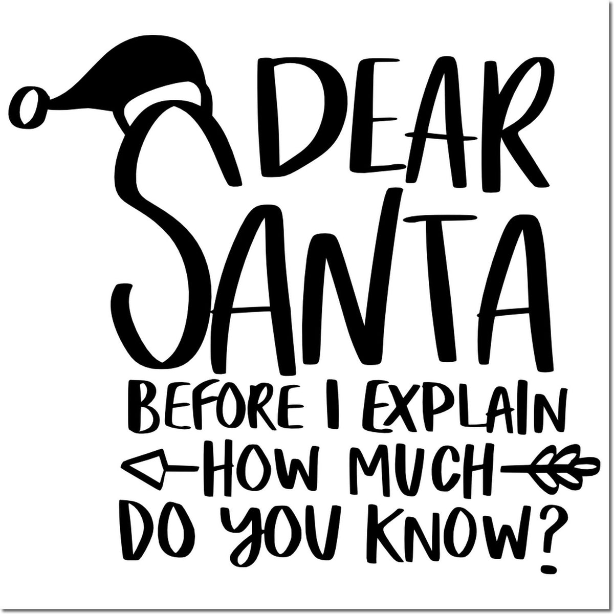 Funny Dear Santa rubber stamp design with holiday message, Before I explain how much do you know?