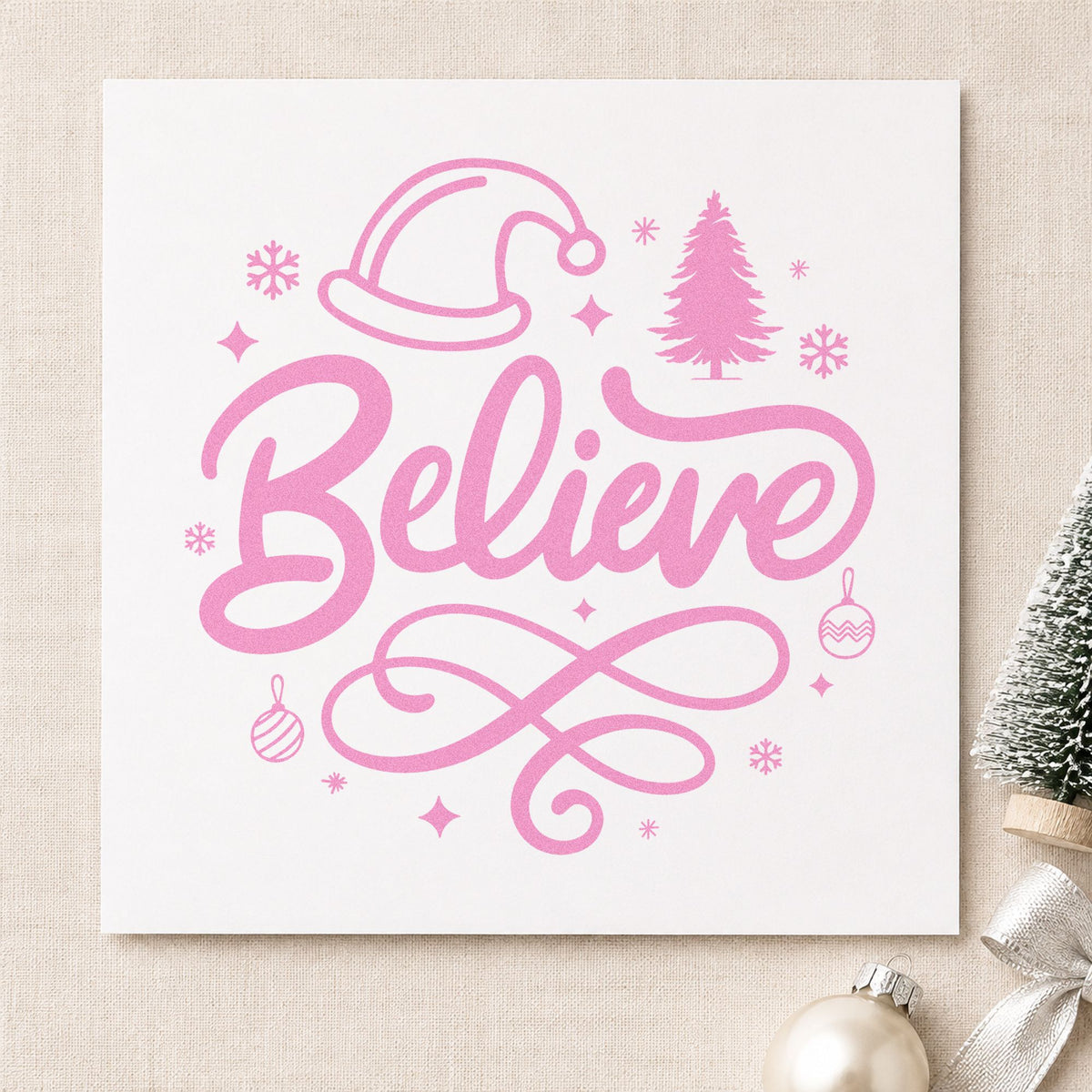Believe Christmas Hat Tree Snowflakes Hand Stamp – Duo in use 10