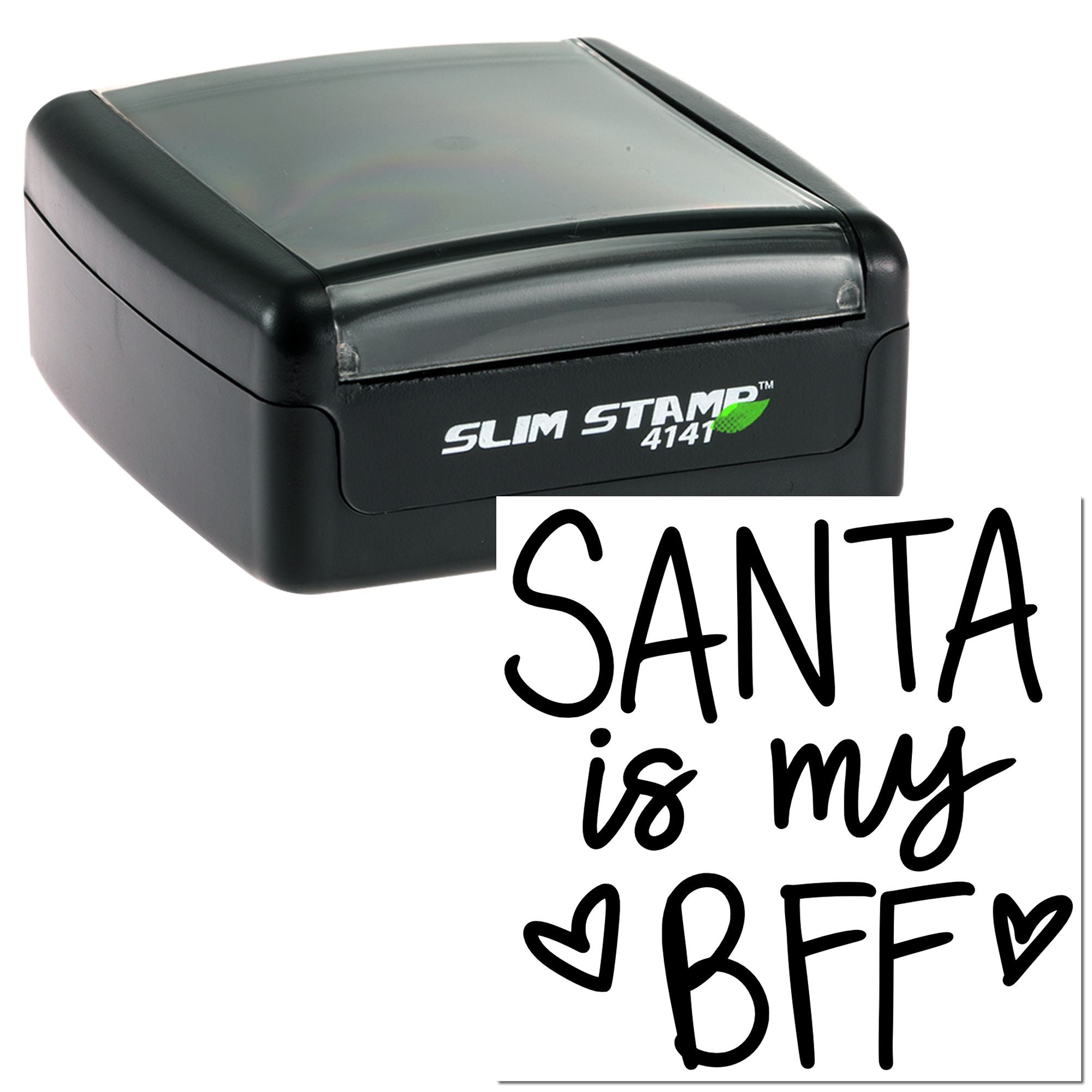 Custom self-inking rubber stamp with Santa is my BFF design for holiday cards, scrapbooking, and festive crafts.