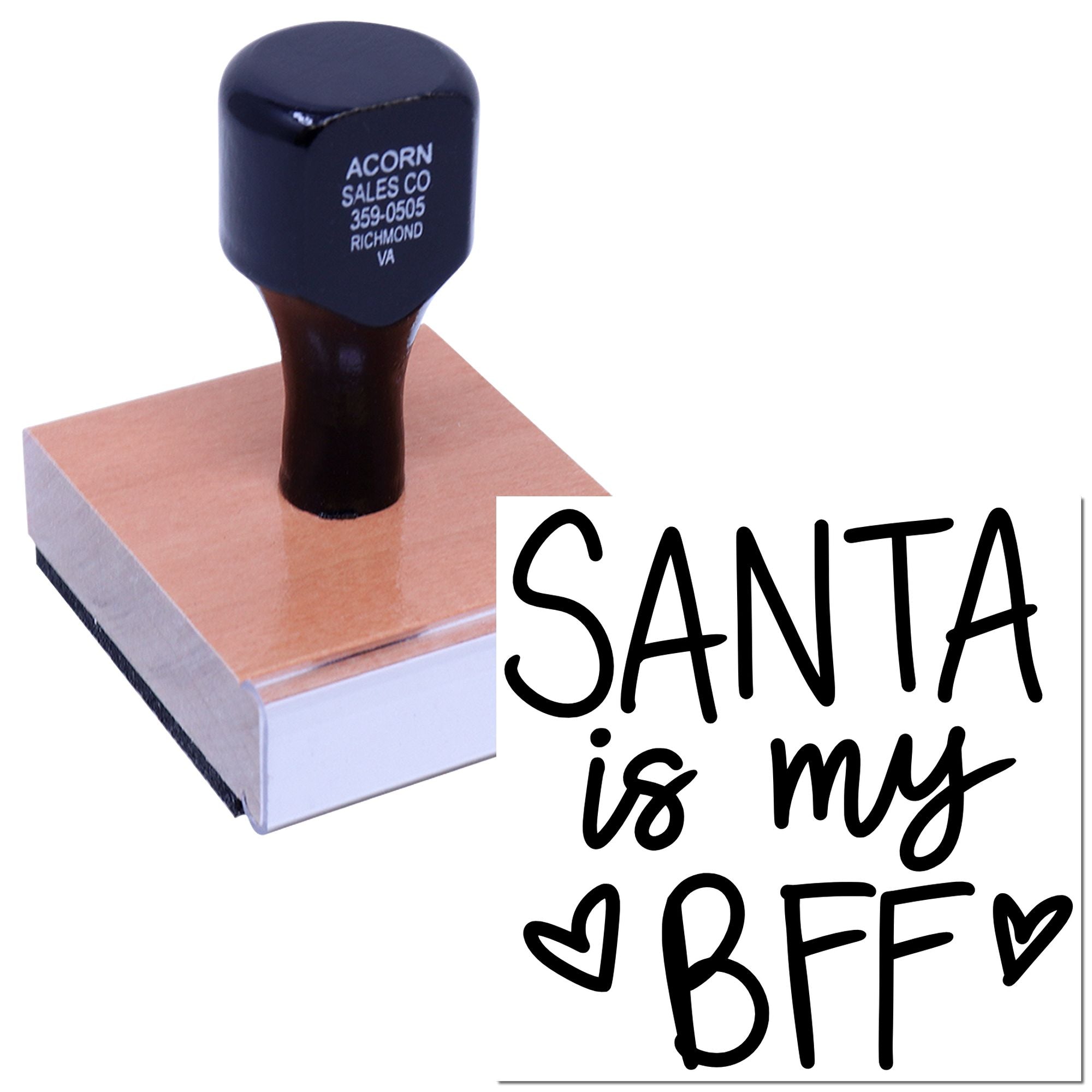 Self-inking rubber stamp with Santa is my BFF holiday message, perfect for custom Christmas cards and festive paper crafts.