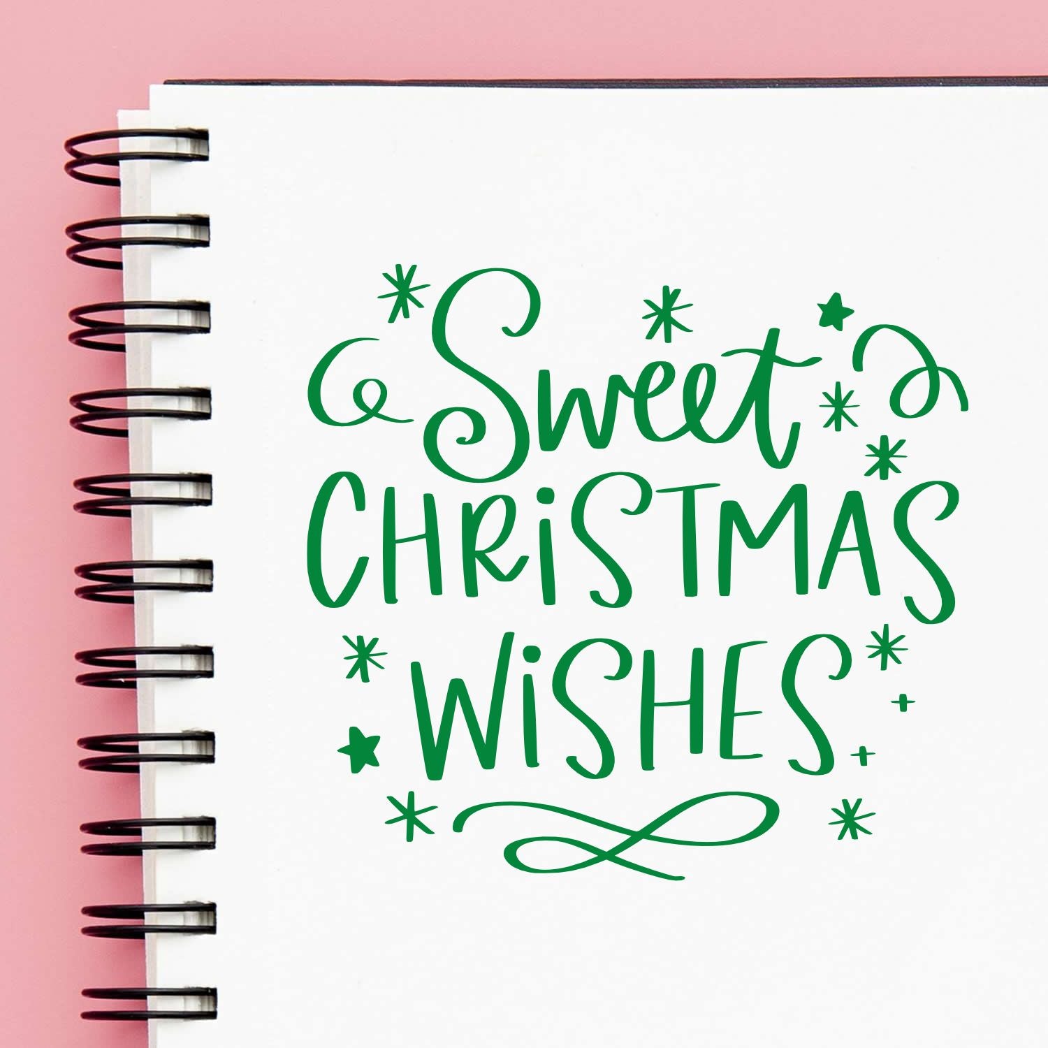 Sweet Christmas Wishes rubber stamp design for holiday cards, scrapbook pages, and festive DIY crafts.