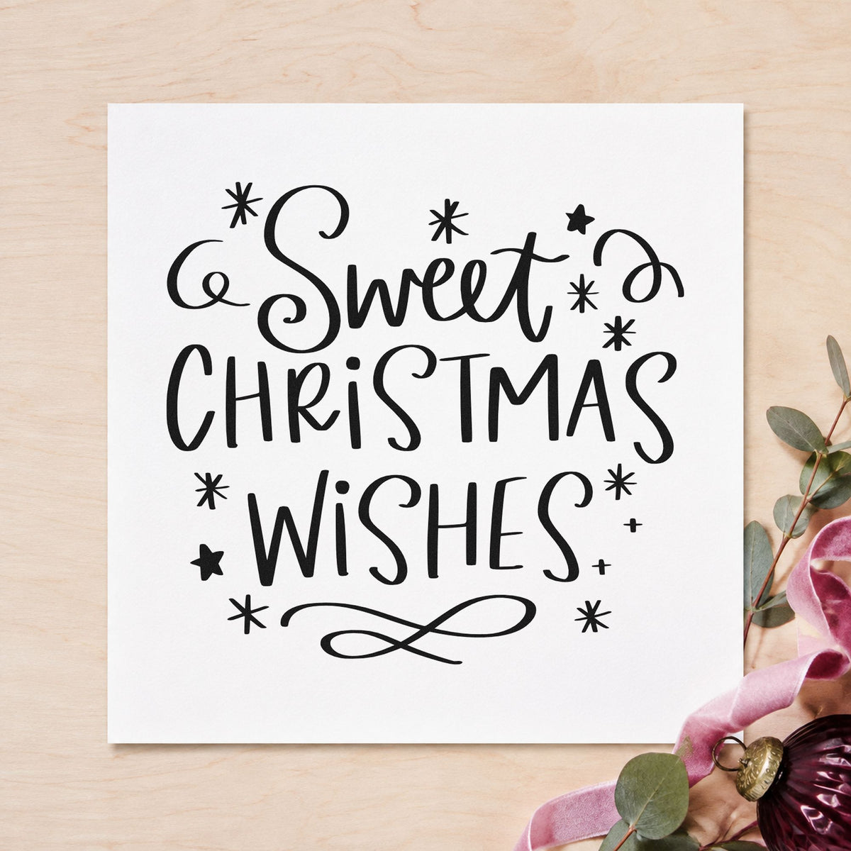 Sweet Christmas Wishes Rubber Stamp – Duo Hand in use 9