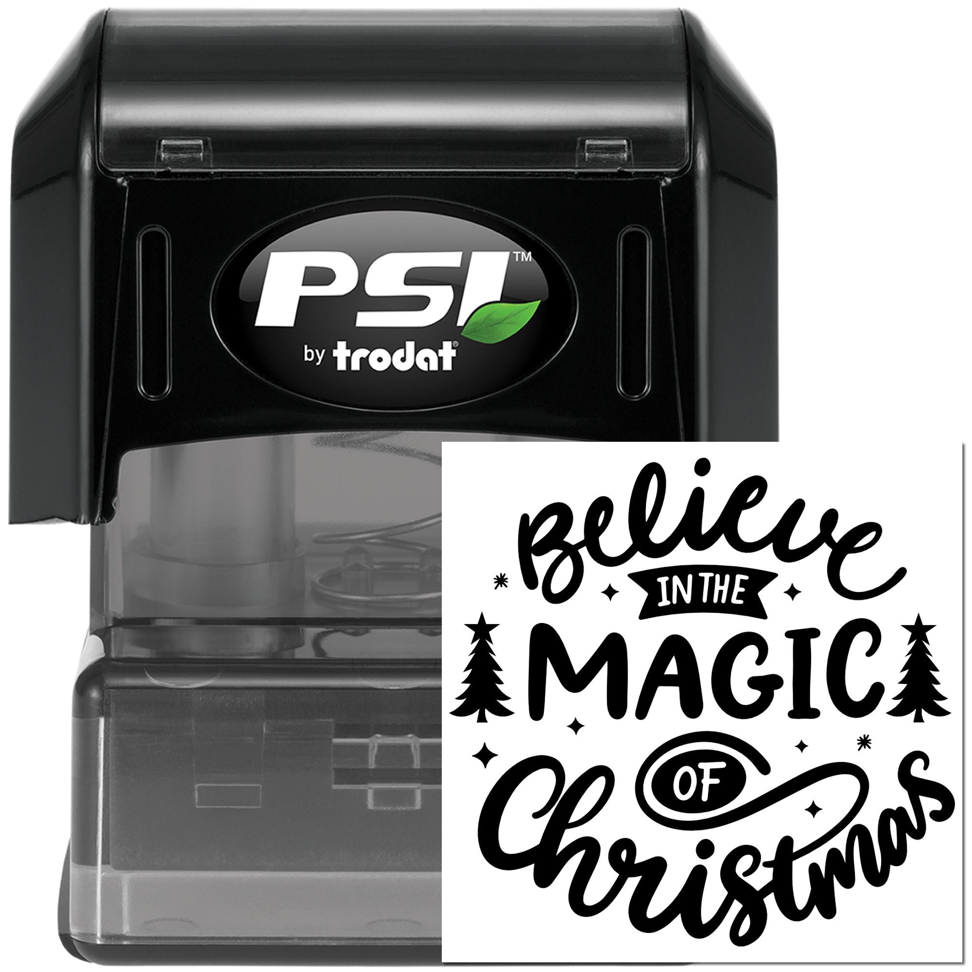 PSI by Trodat self-inking rubber stamp with Believe in the Magic of Christmas holiday design