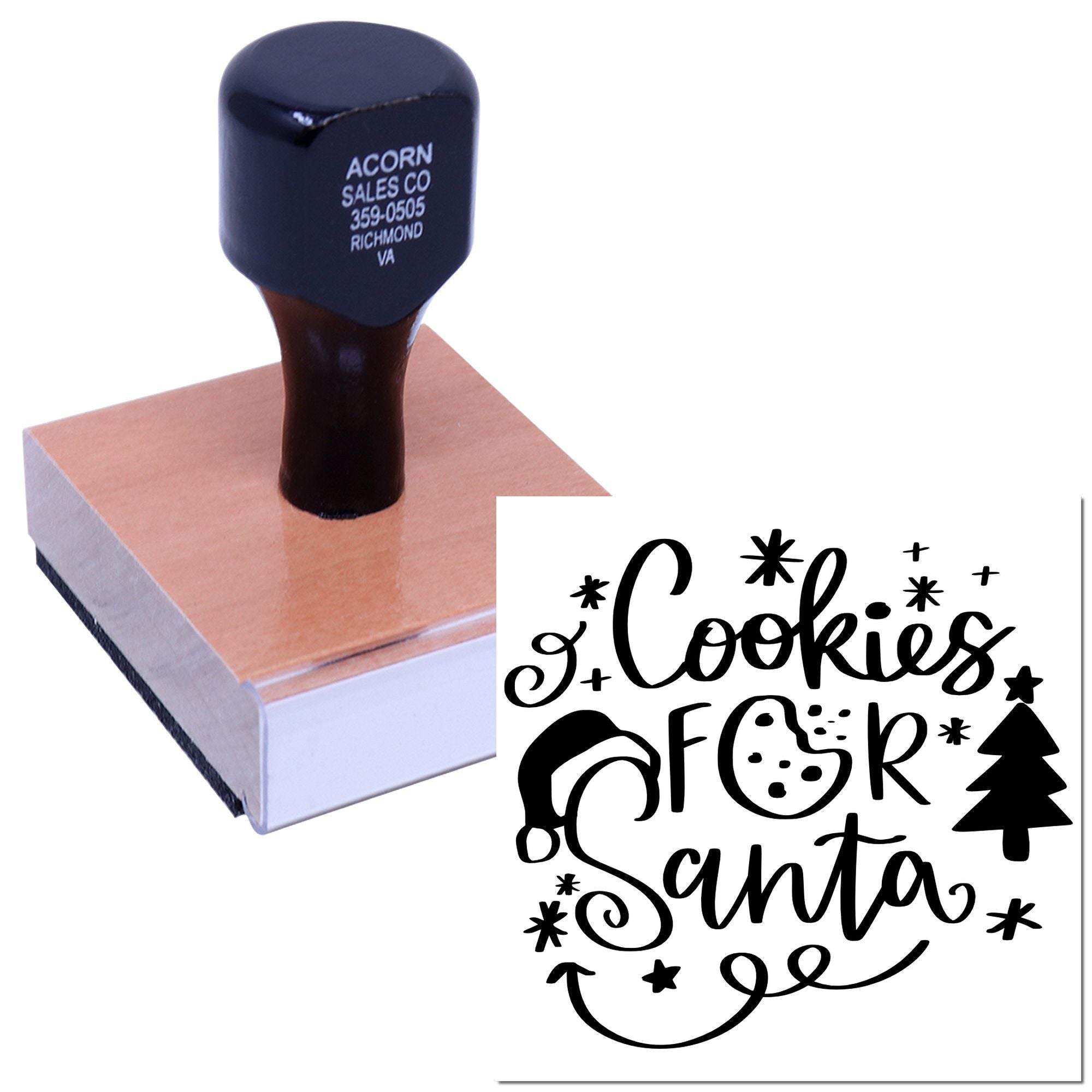 Christmas cookie rubber stamp with Cookies for Santa design for holiday baking, gift tags, and festive packaging.