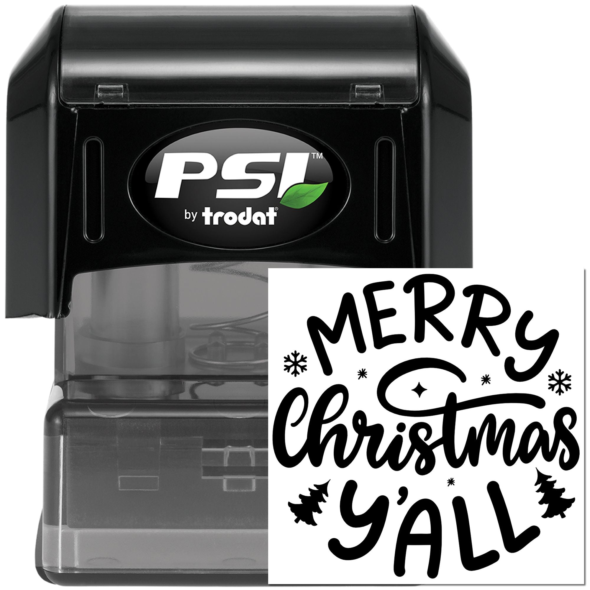 Merry Christmas Yall self-inking rubber stamp by PSI by Trodat for holiday cards, crafts, and festive paper projects