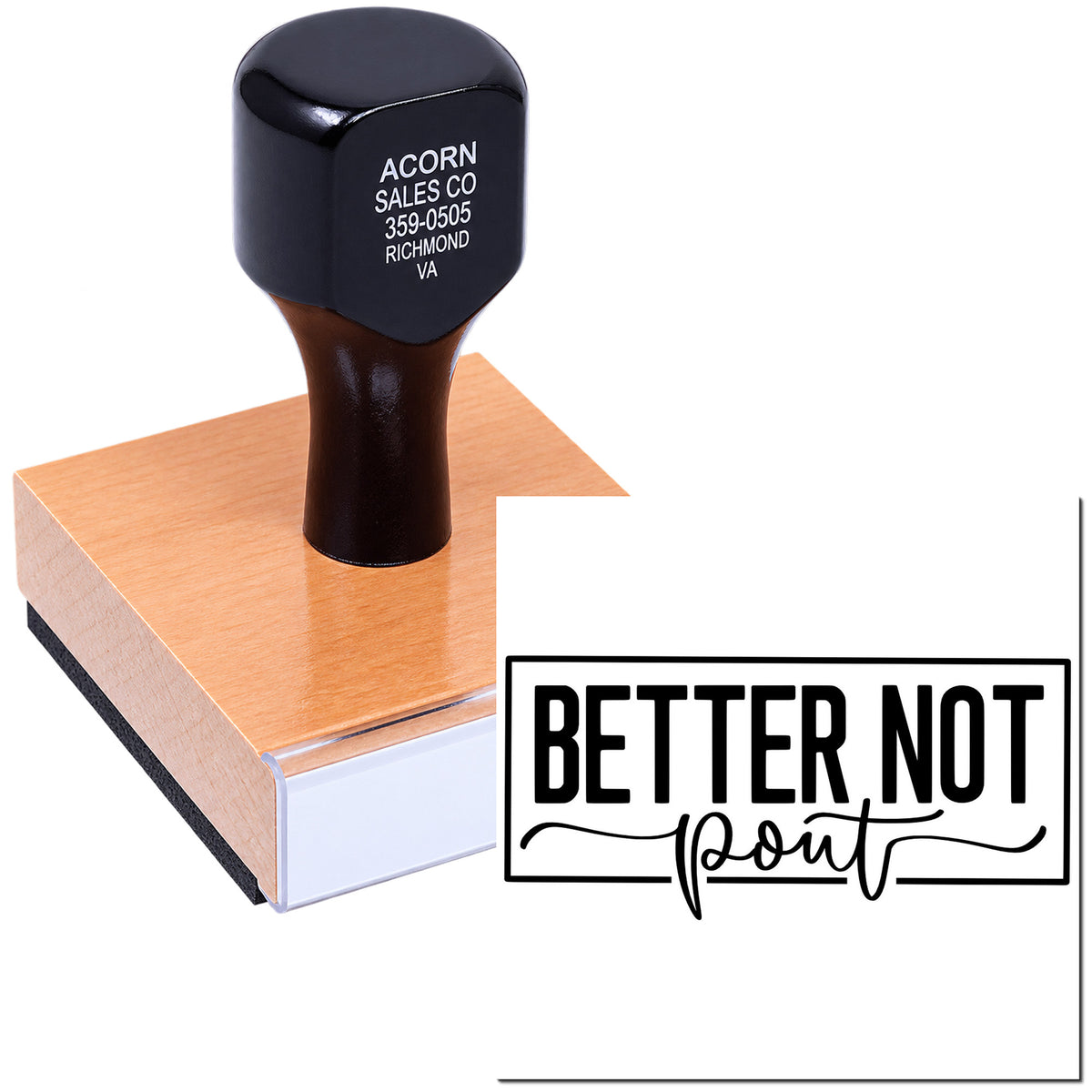 Custom rubber stamp with Better Not Count design, showing a clear stamped impression for branding or crafts.