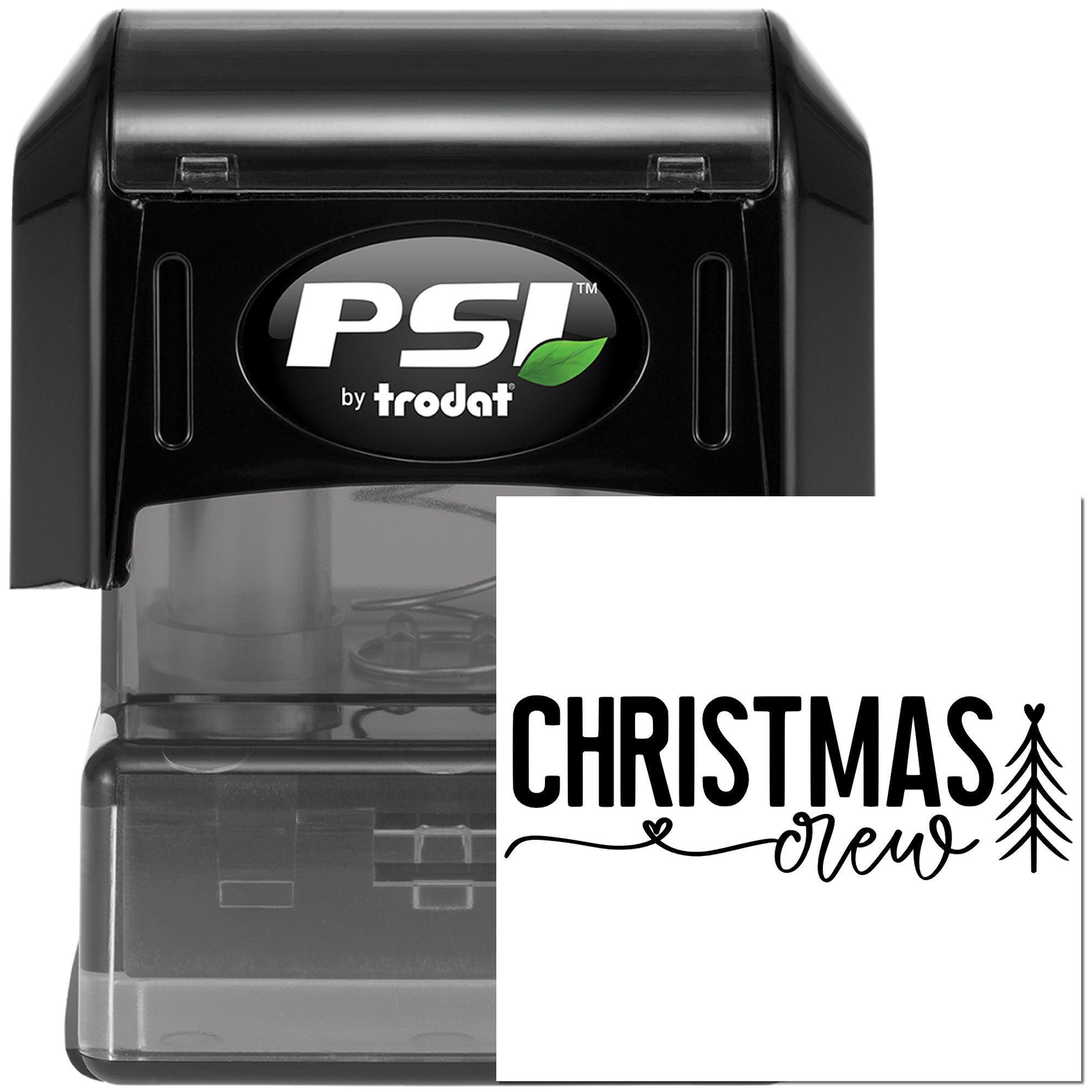 PSI by Trodat self-inking rubber stamp with custom Christmas Crew design for holiday crafting and branding