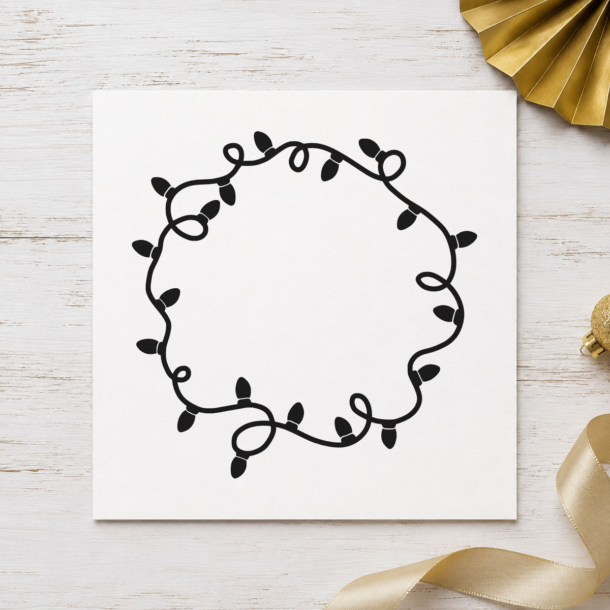 Circular Christmas Light Border rubber stamp printed in black ink, ready for bulb frame cards and similar paper crafts.