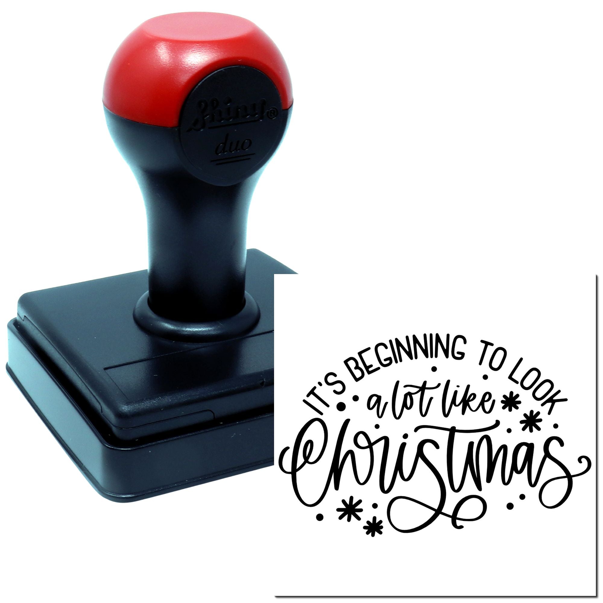 Christmas rubber stamp with Its beginning to look a lot like Christmas design for holiday cards, crafts and gift tags.