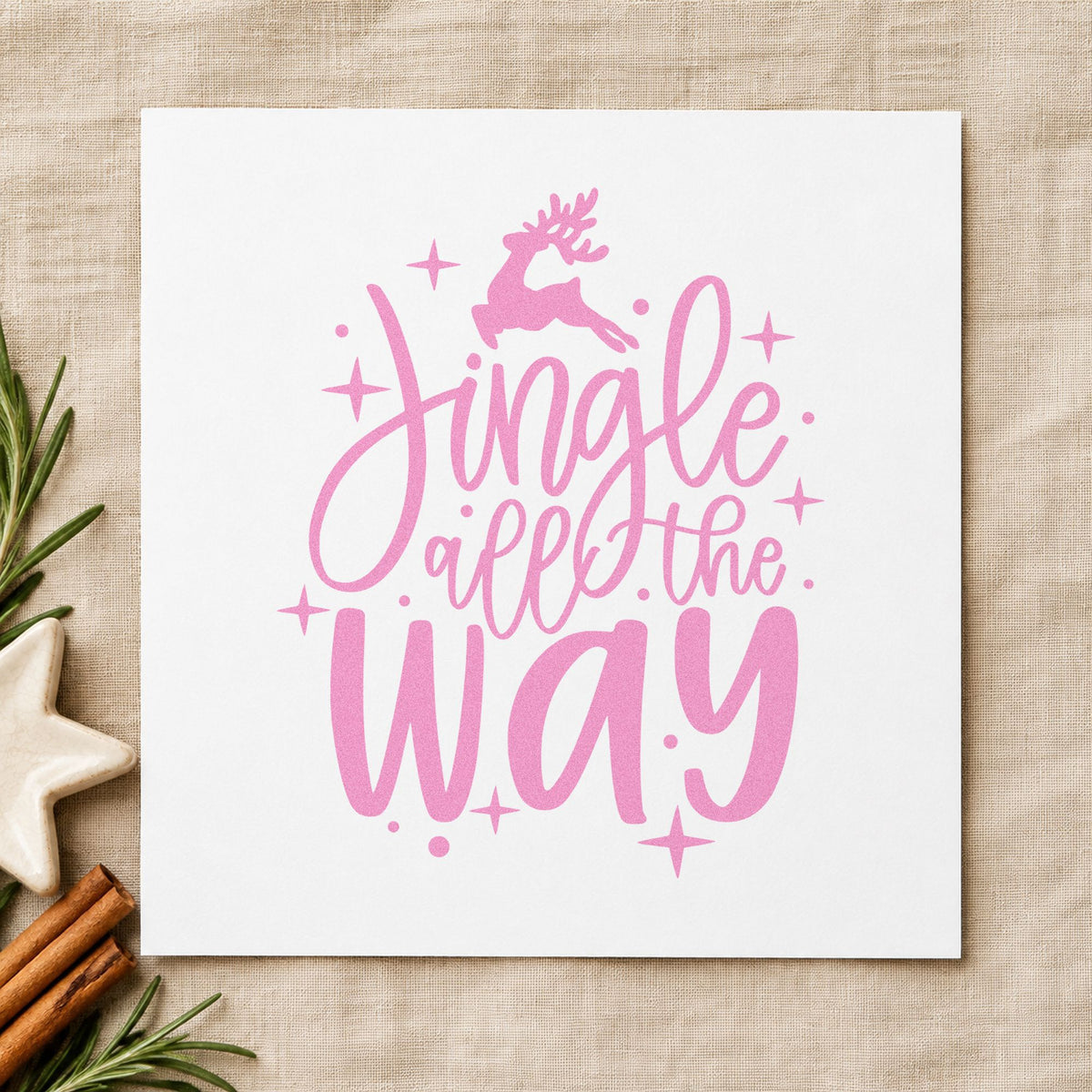 Pre-Inked Jingle All The Way Reindeer With Stars Stamp – PSI in use 10