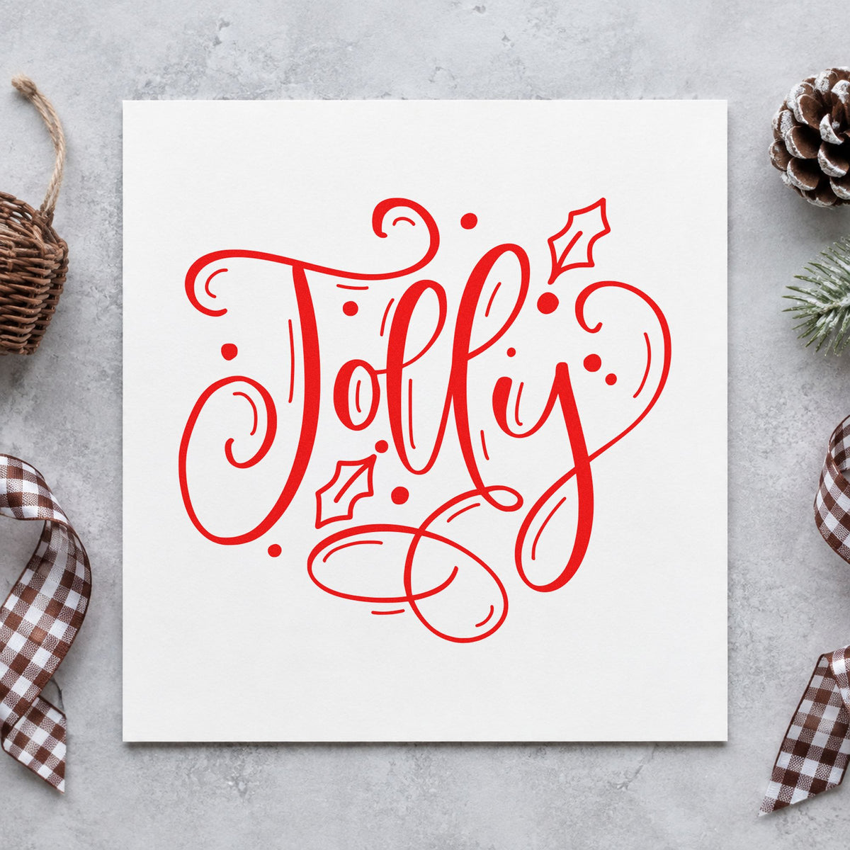 Jolly With Holly Rubber Stamp – Duo Hand in use 5