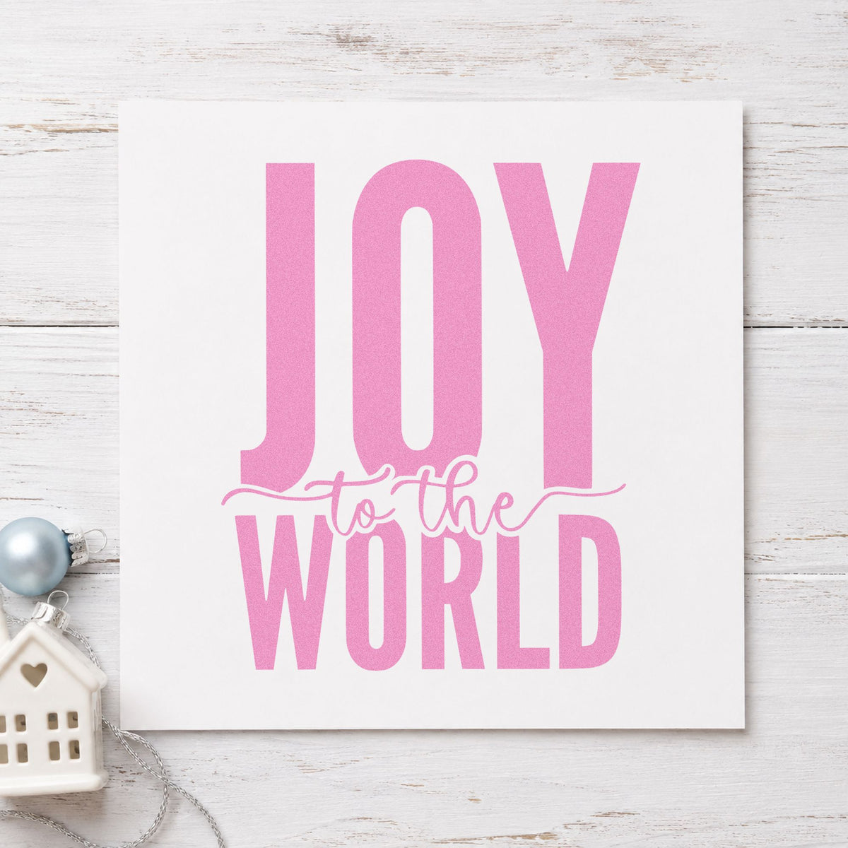 Joy To The World Bold craft stamp in purple ink on cardstock, an easy option for poster page album.