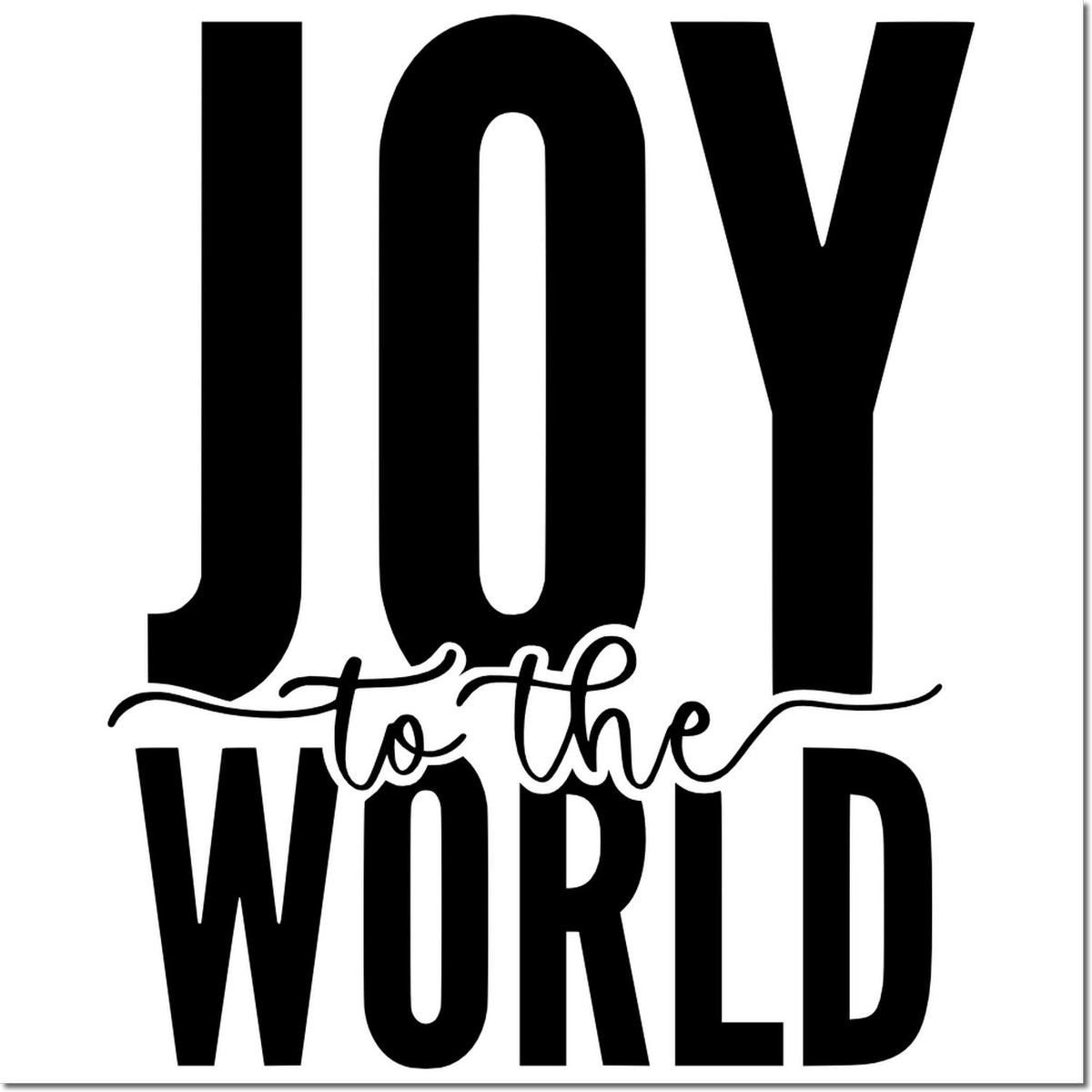 Joy to the World rubber stamp design with bold holiday typography and elegant script lettering for Christmas crafts
