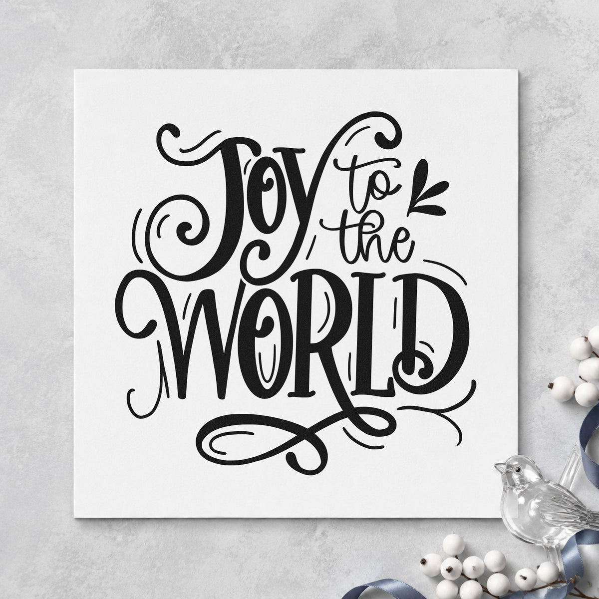 Joy To The World Ornate Leaf Accents Wood-Mounted Rubber Stamp in use 9