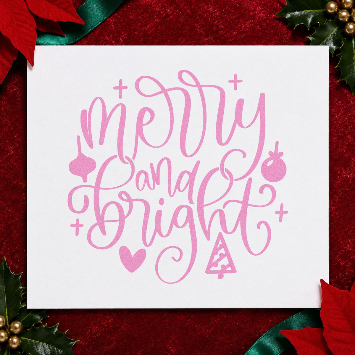Merry And Bright Ornaments Rubber Stamp – Duo Hand in use 10
