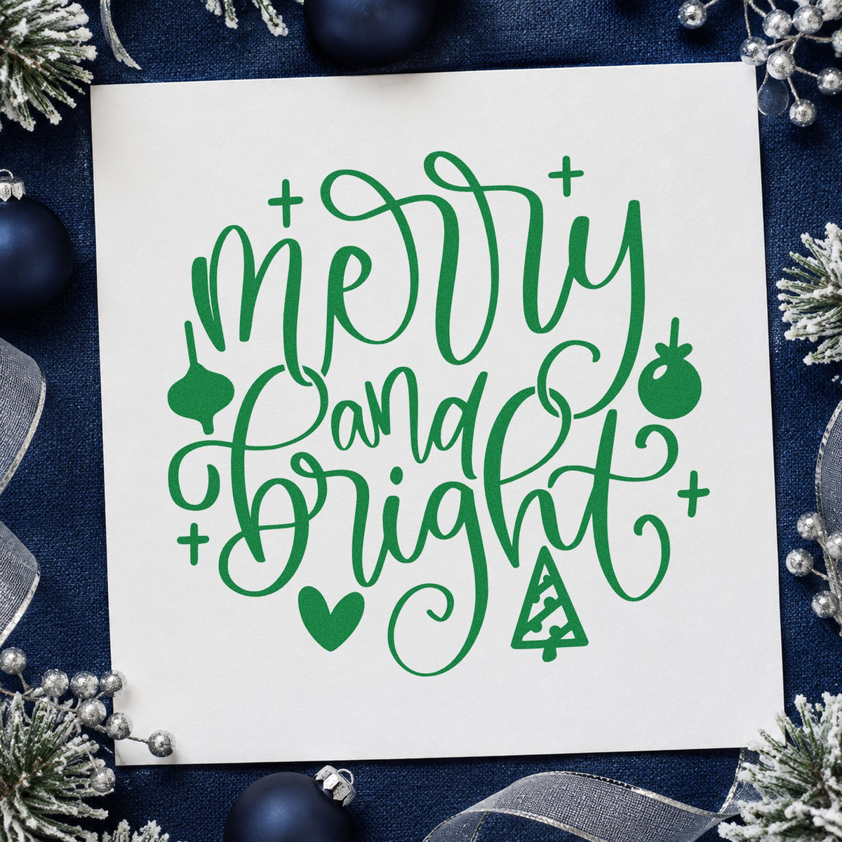 Merry And Bright Ornaments Stamp – Wood Handle in use 3