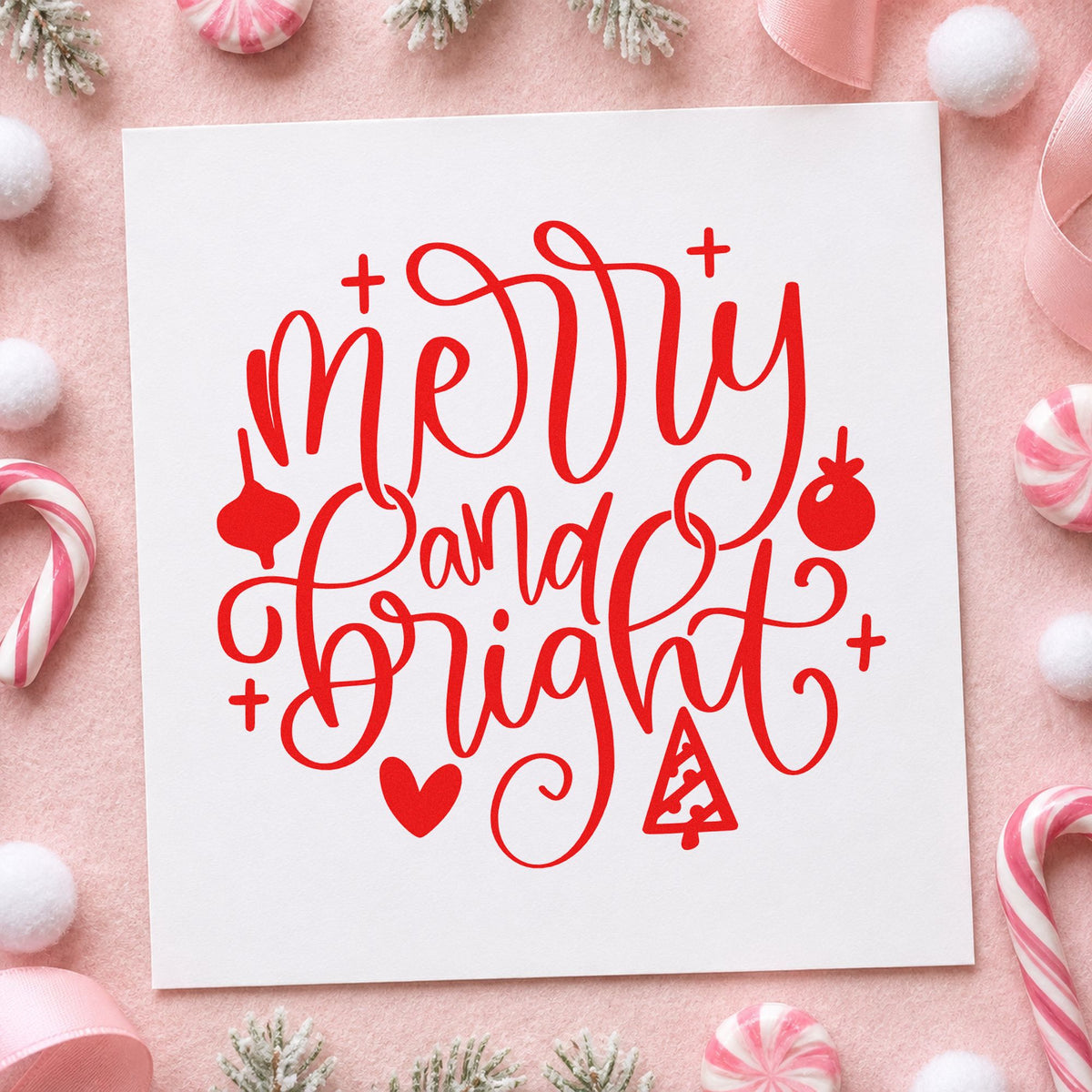 Merry And Bright Ornaments Rubber Stamp – Duo Hand in use 5