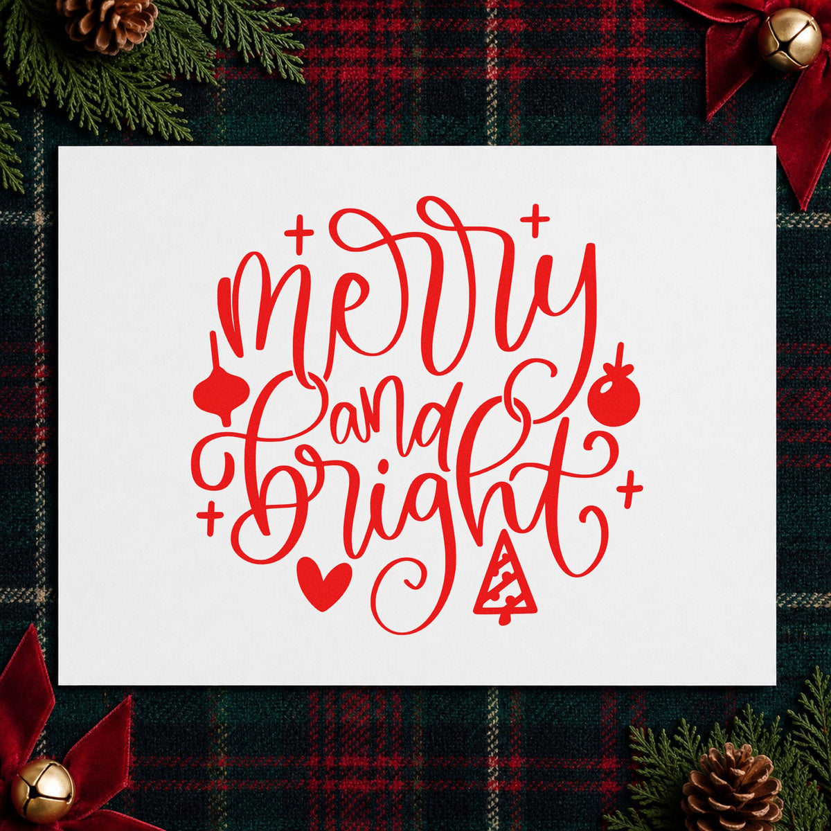 Merry And Bright Ornaments Rubber Stamp – Duo Hand in use 7
