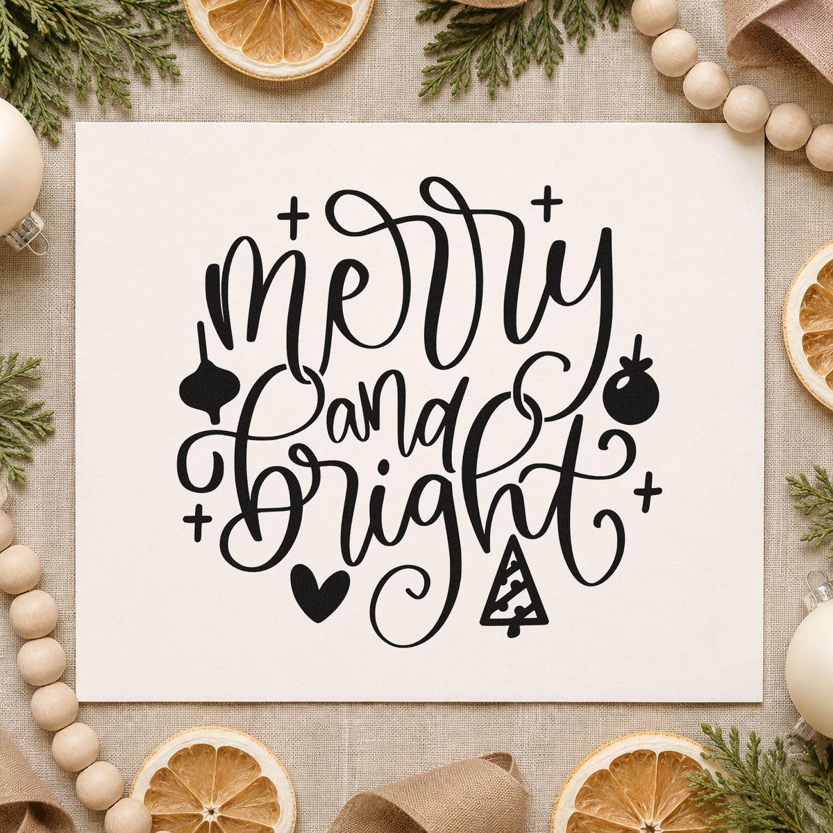 Merry And Bright Ornaments Stamp – Wood Handle in use 9