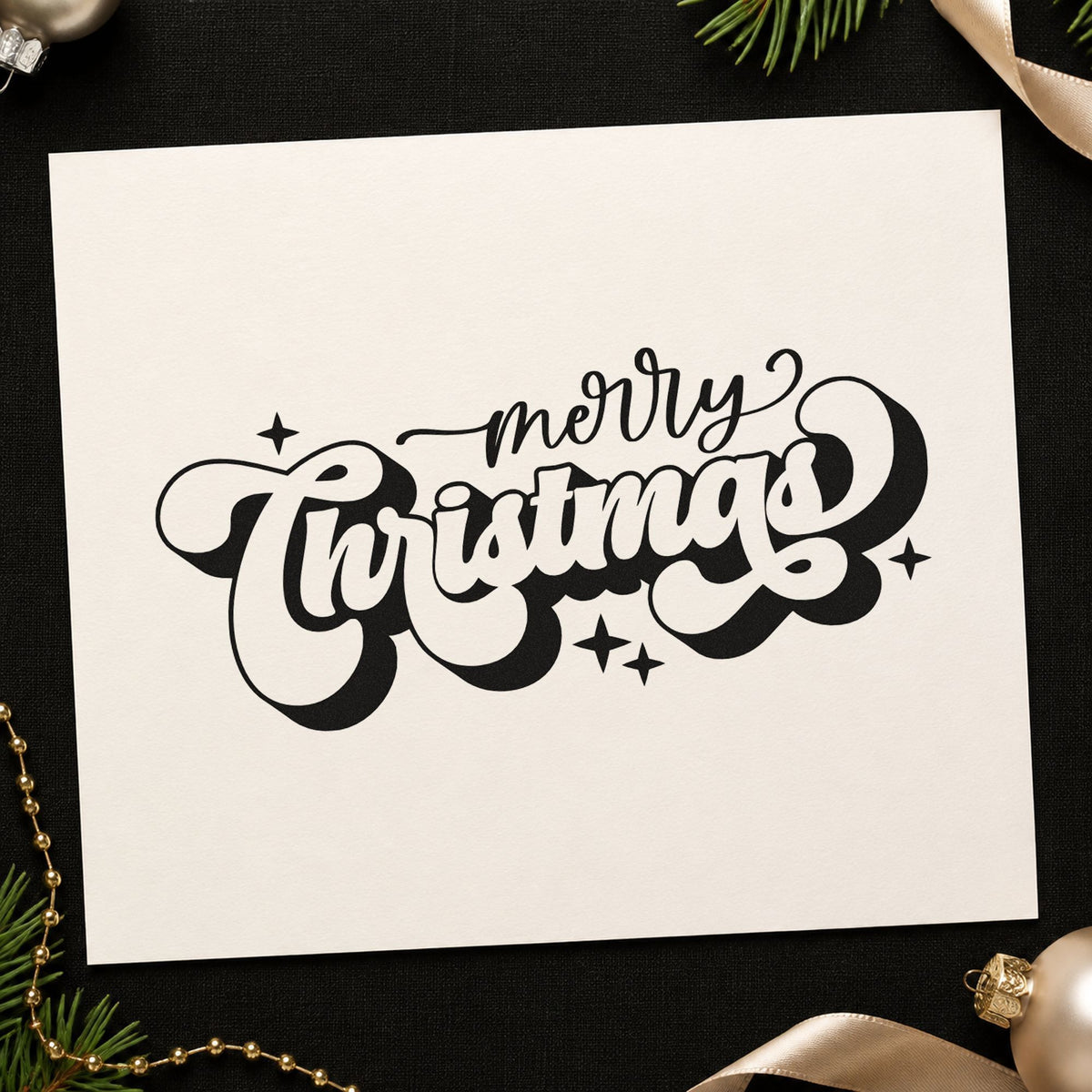 Merry Christmas Shadow Script Lettering Duo Hand Stamp in use 9