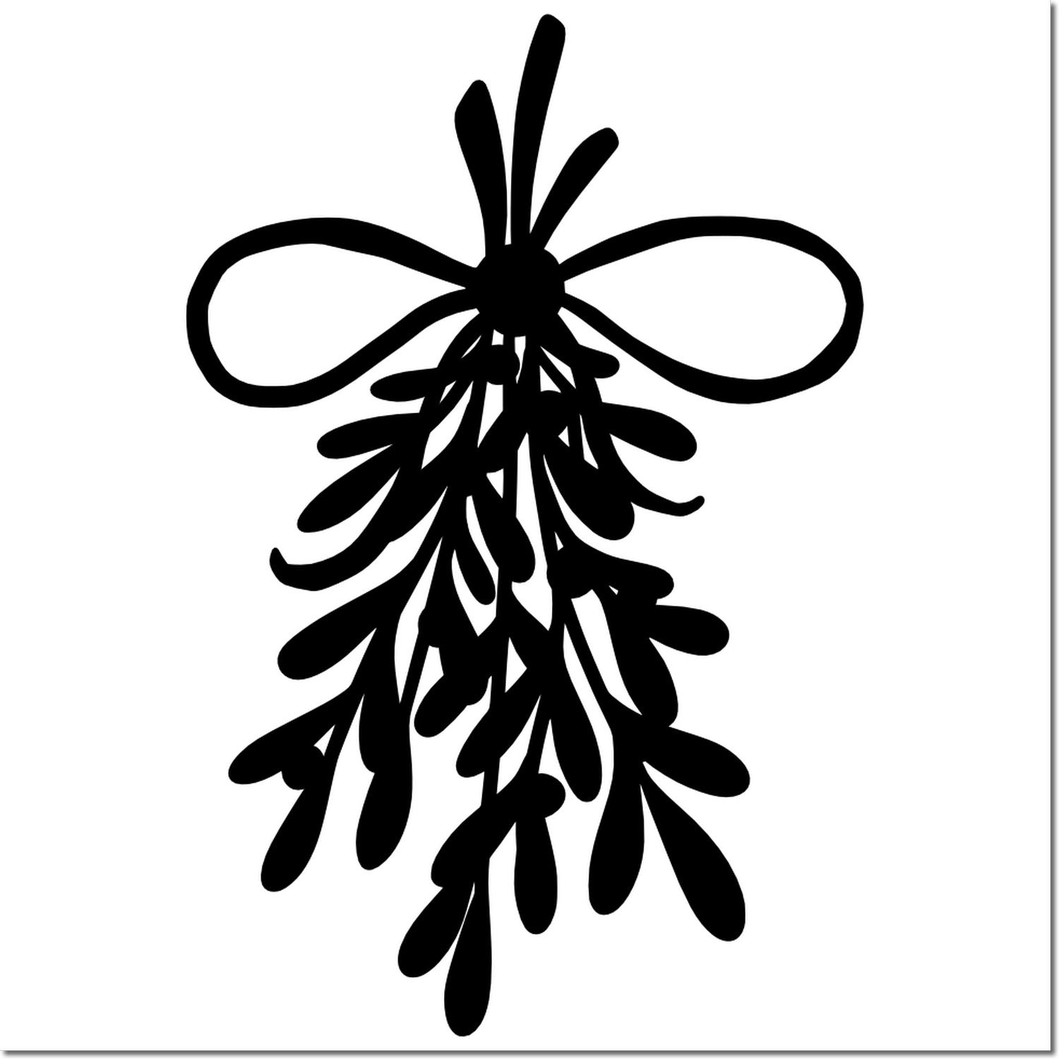 Mistletoe silhouette rubber stamp design for Christmas cards, holiday crafts, and seasonal stationery.