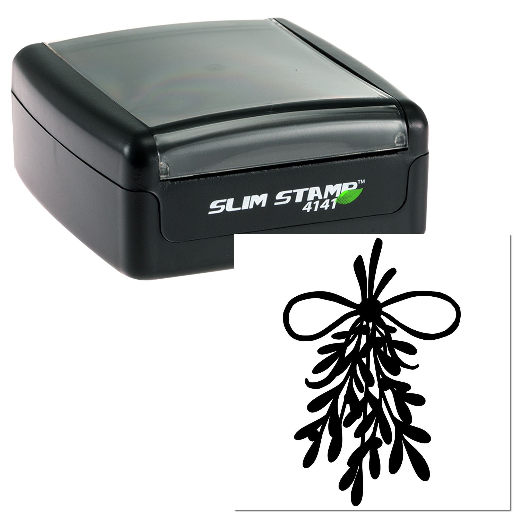 Slim Stamp 4141 self-inking rubber stamp with custom decorative design impression for branding, crafts, and office use.