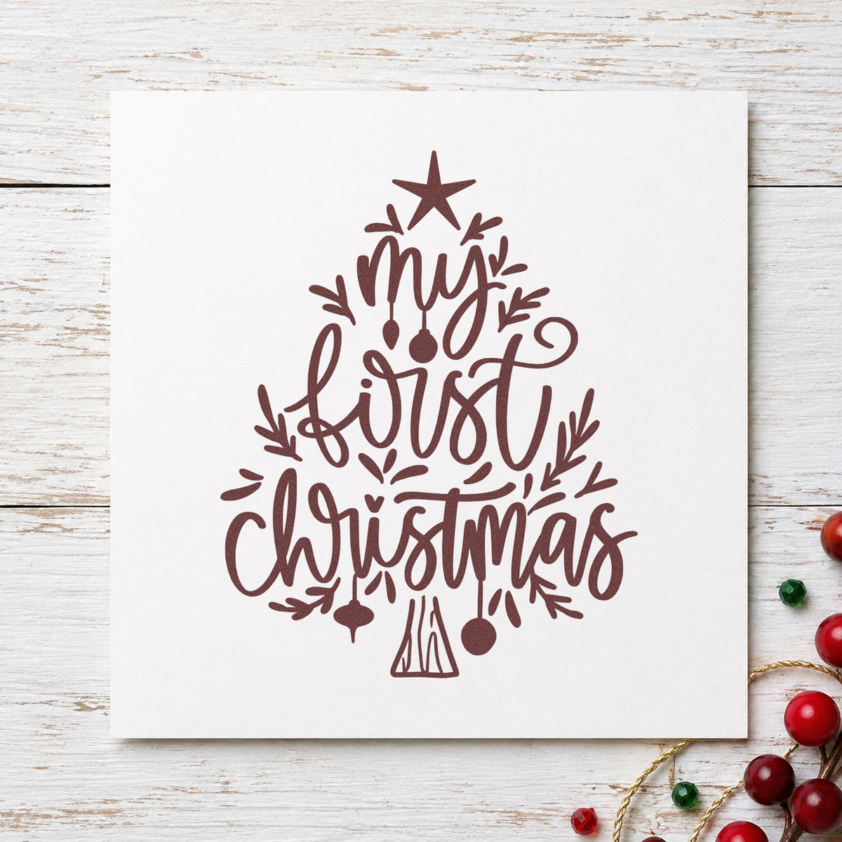 My First Christmas Tree Slim Pre-Inked Stamp in use 4